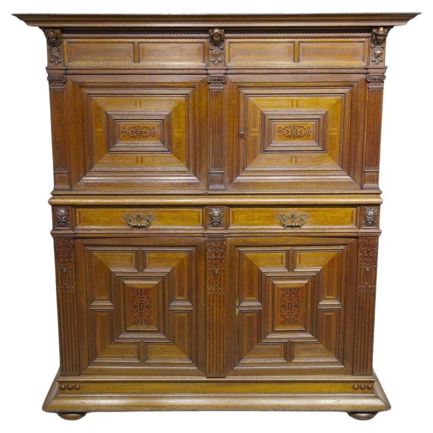 Victorian Carved Oak Drinks Cabinet Server 1880