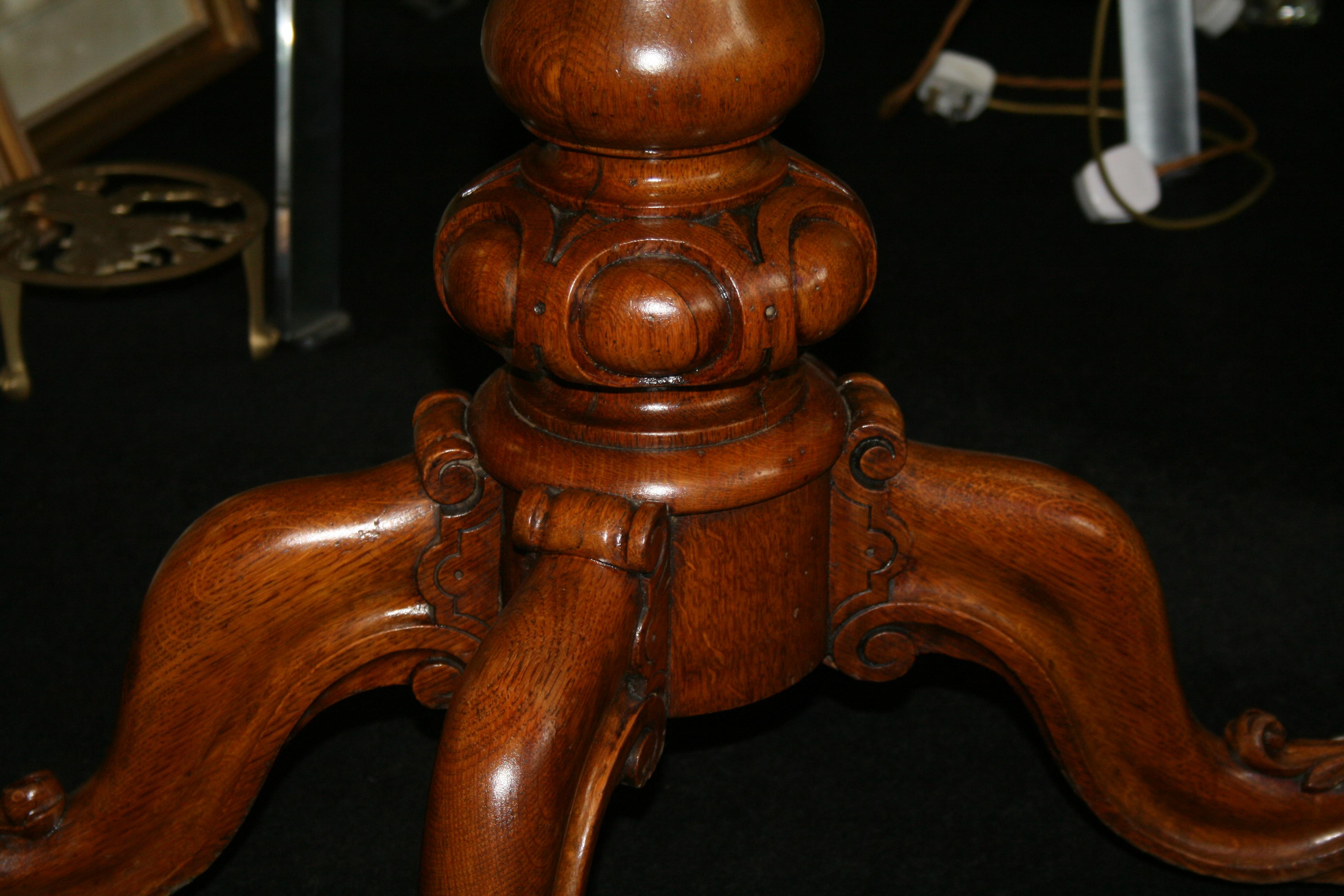 Victorian Carved Oak Flip Top Card Games Table For Sale 7