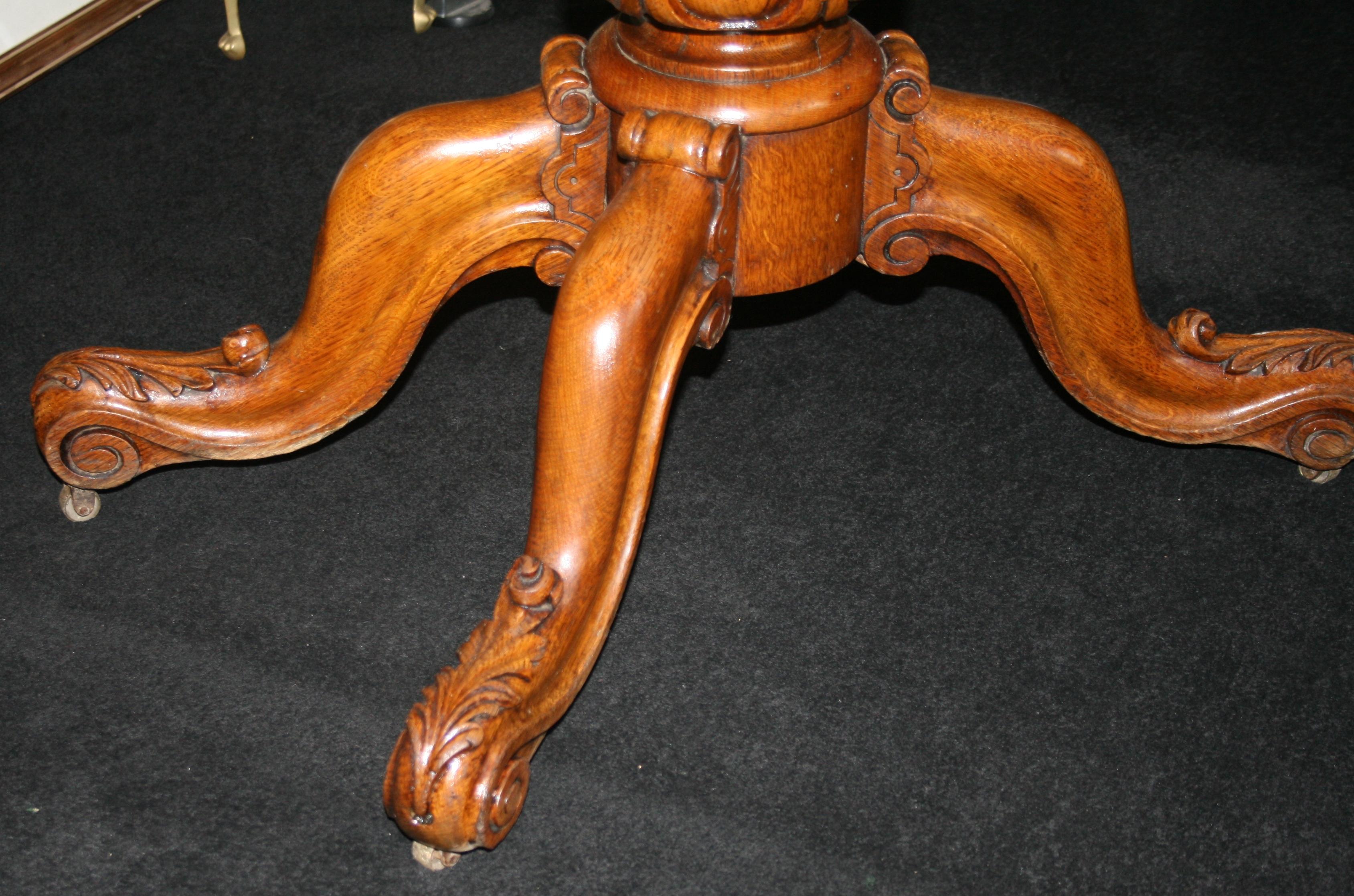 Victorian Carved Oak Flip Top Card Games Table For Sale 8