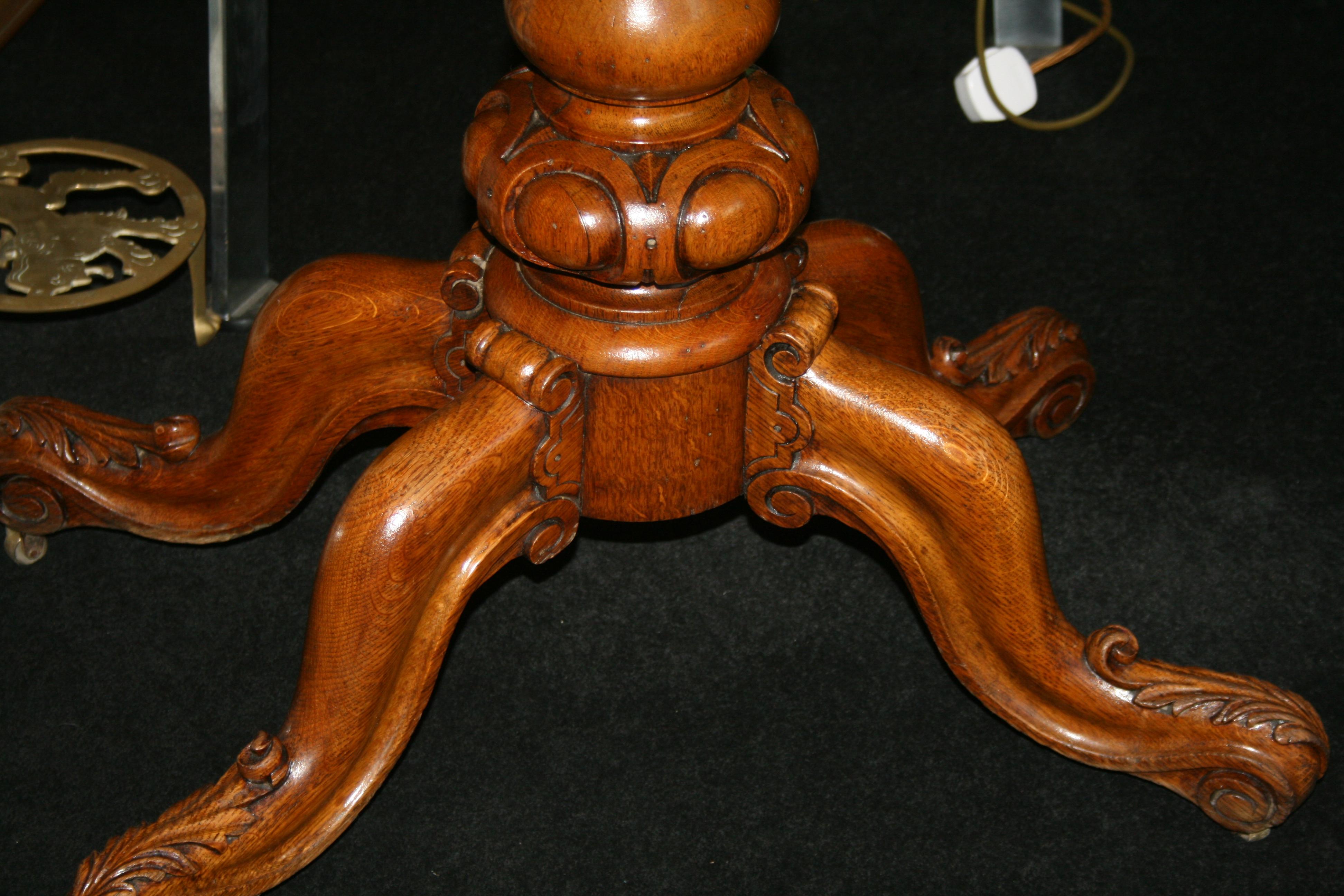 19th Century Victorian Carved Oak Flip Top Card Games Table For Sale