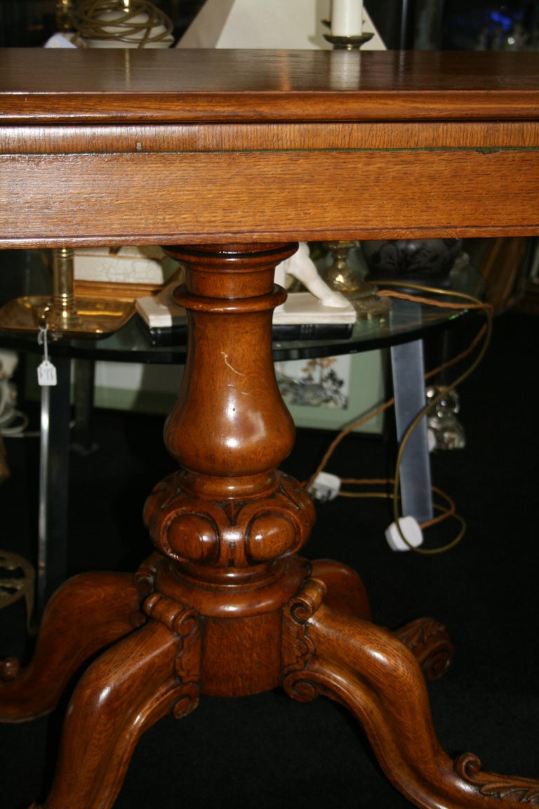 Victorian Carved Oak Flip Top Card Games Table For Sale at 1stDibs