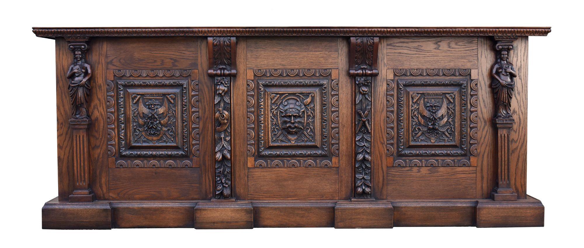 Viktorianische geschnitzte Oak Front und Back Bar im Angebot 4