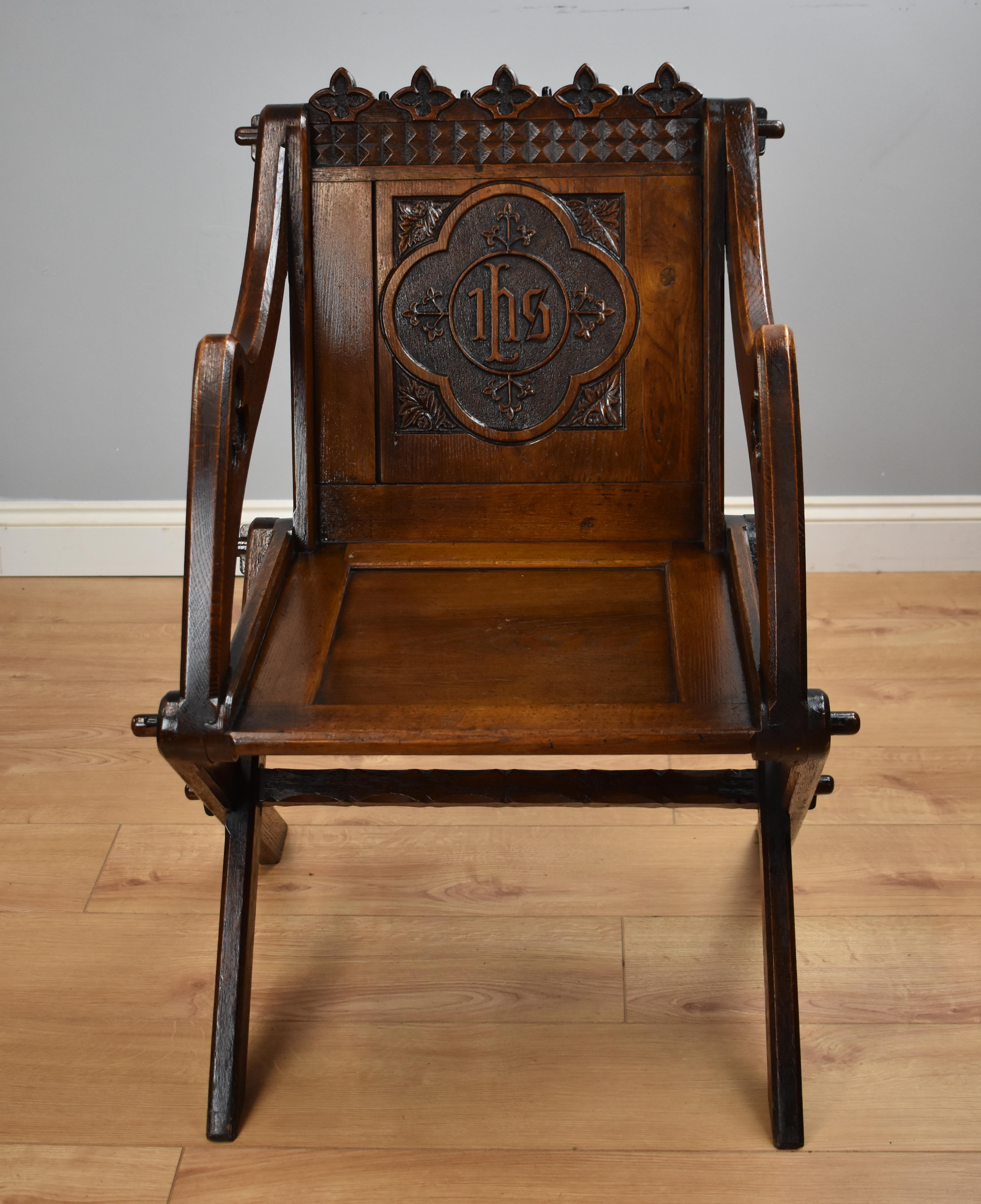 European Victorian Carved Oak Glastonbury Armchair