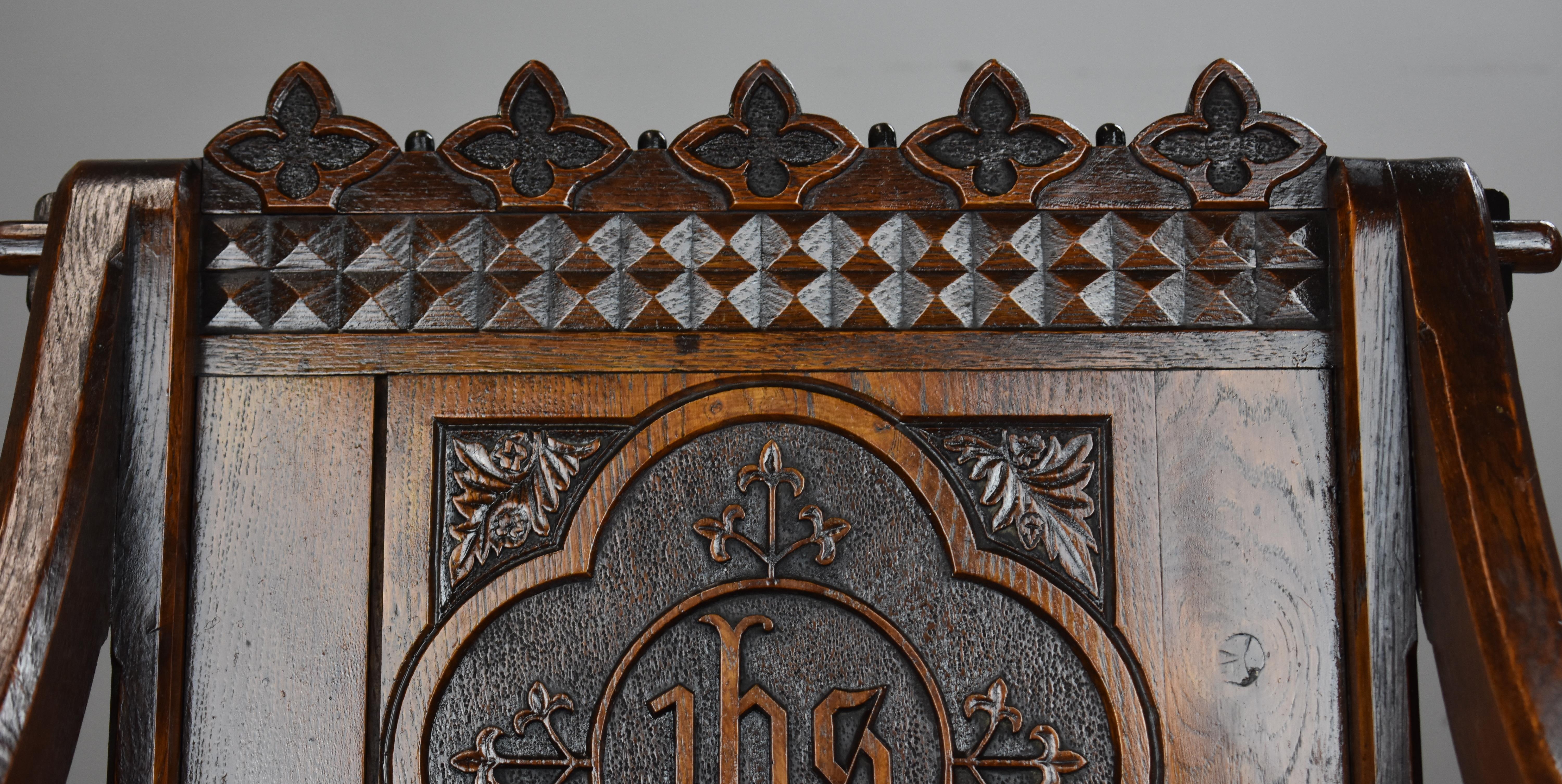 Victorian Carved Oak Glastonbury Armchair 2