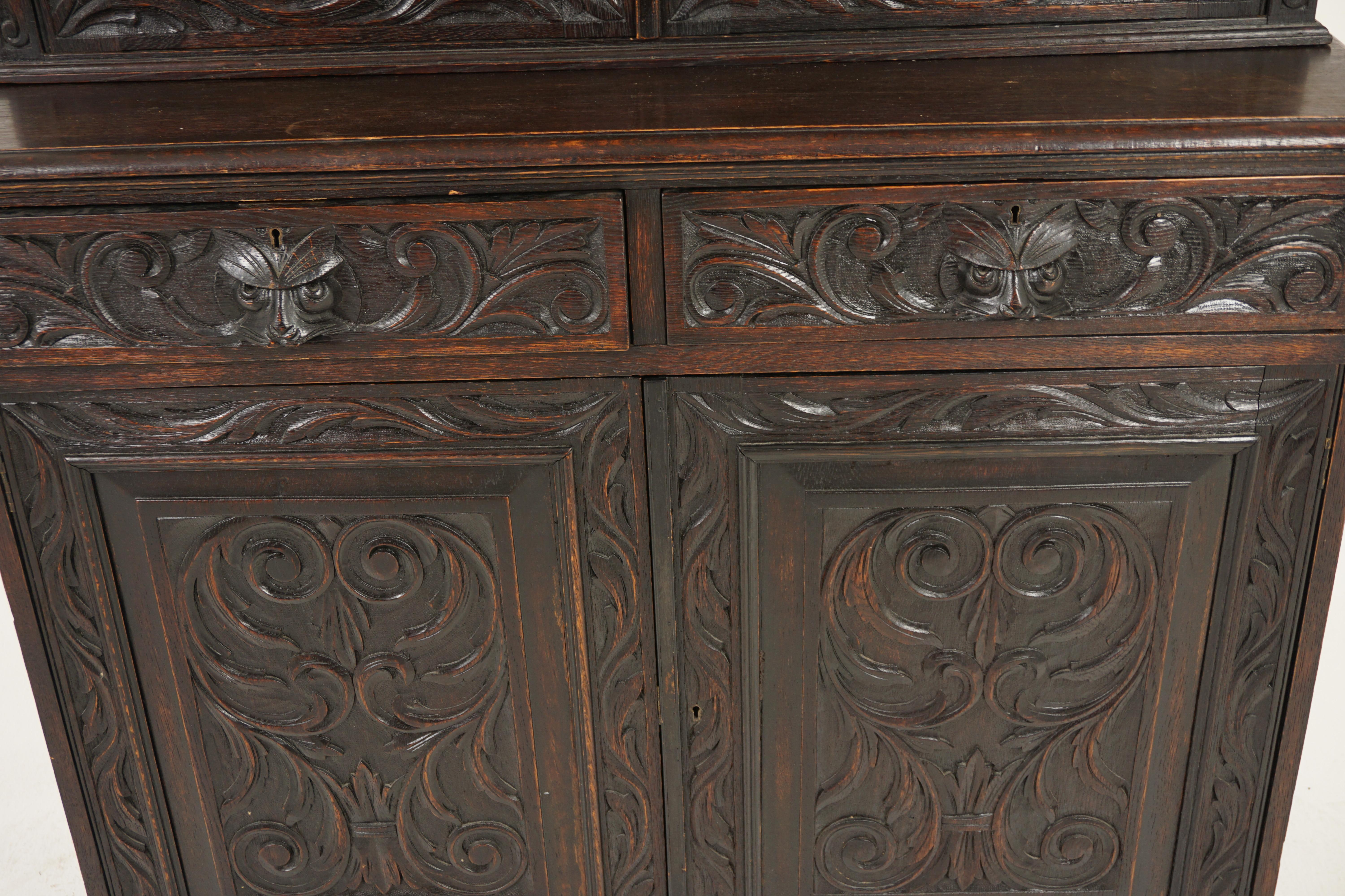 Late 19th Century Victorian Carved Oak  