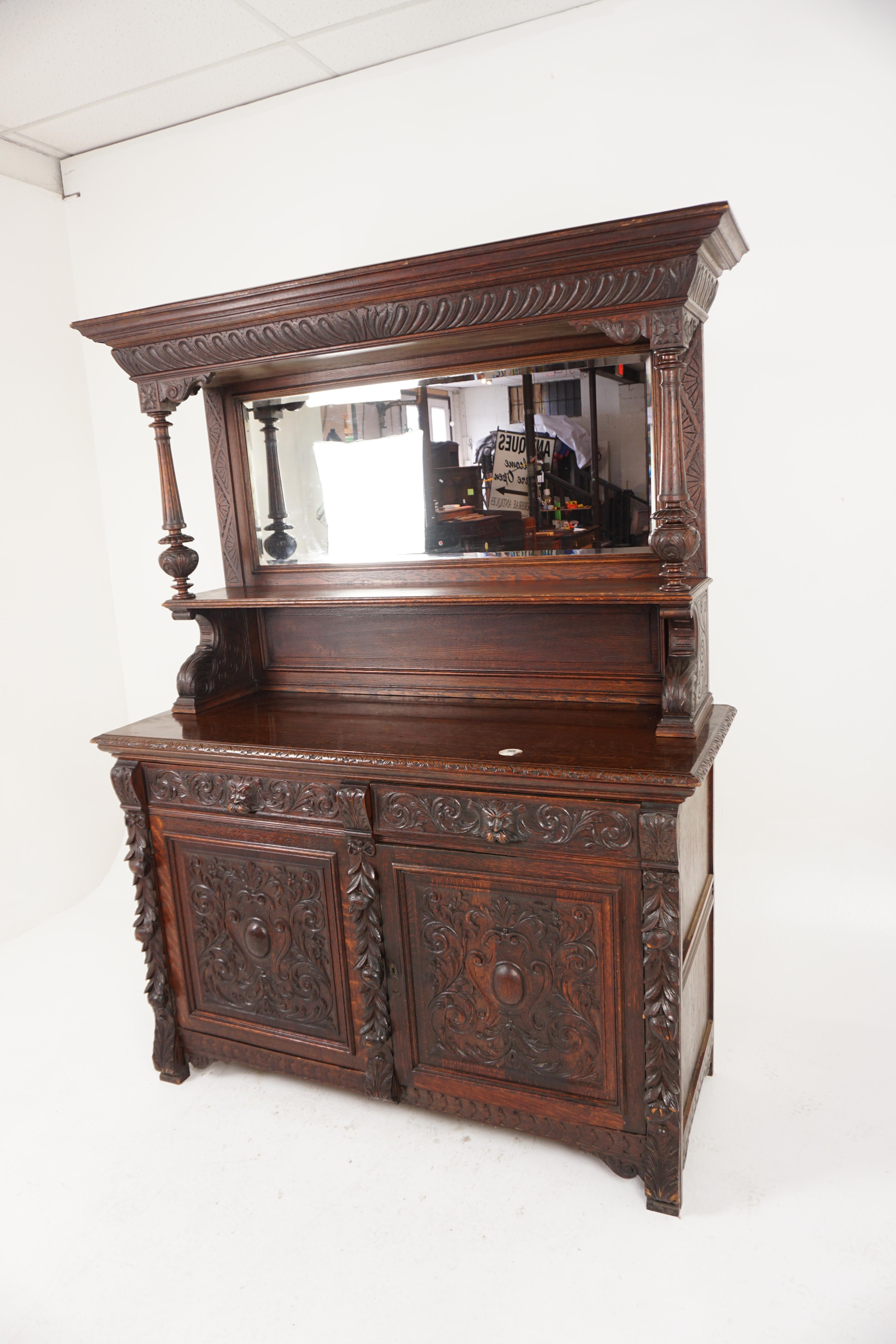 Antique Victorian Carved Oak 