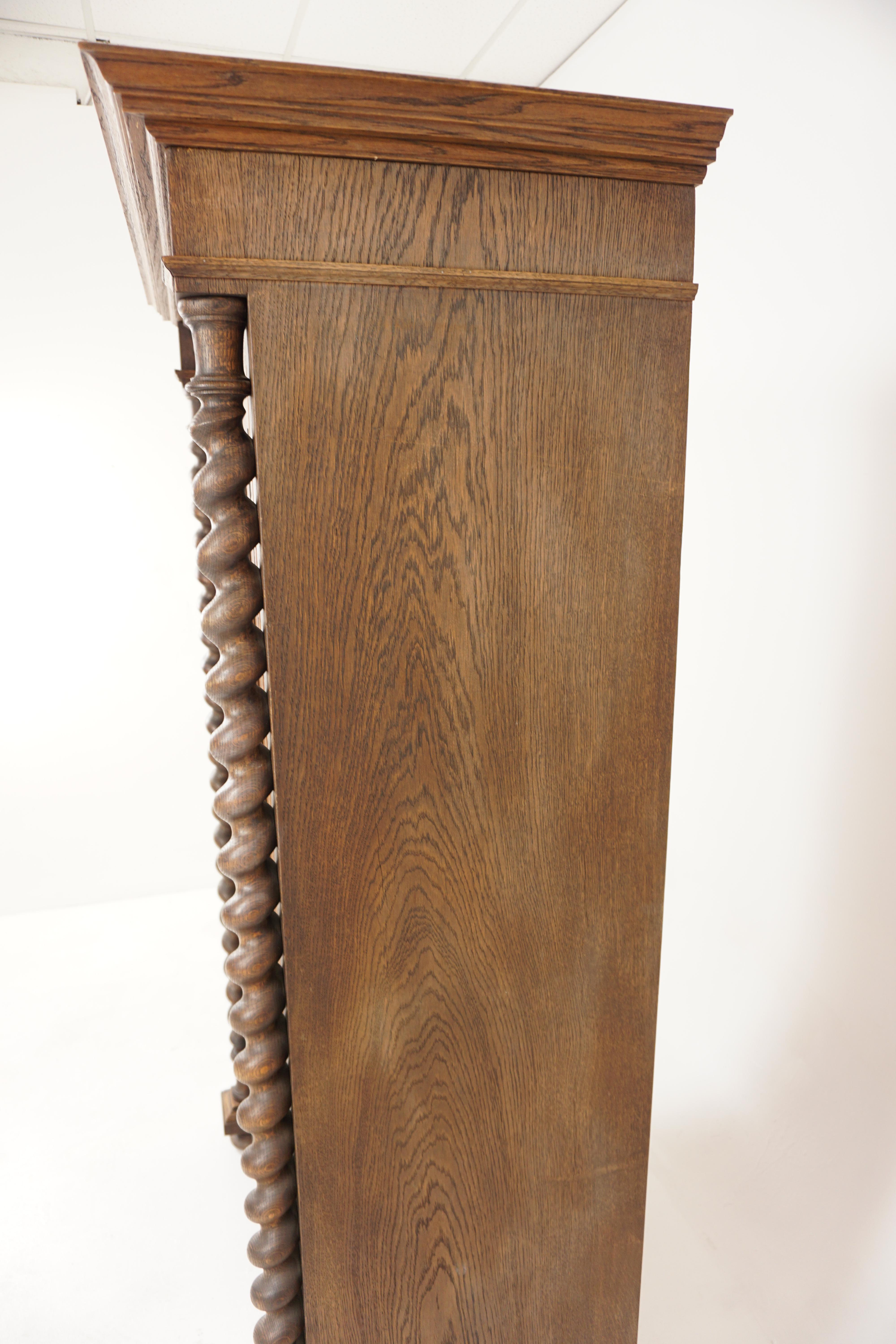 Victorian Carved Oak Hall Robe Barley Twist Closet Fitted, Scotland 1880, H1172 1