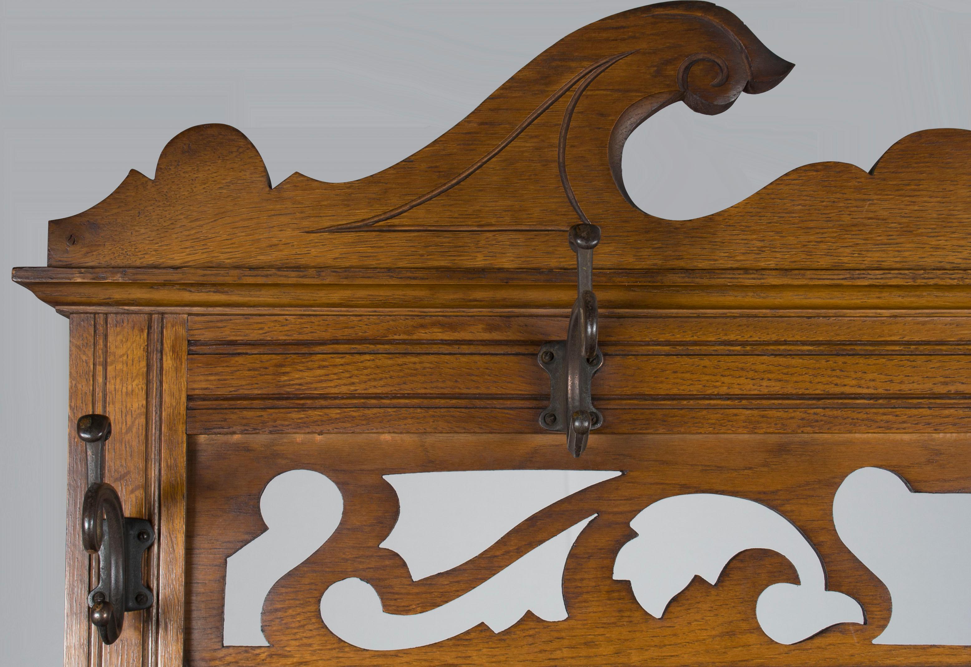 Victorian Carved Oak Halltree Hallstand Coat Rack For Sale 2