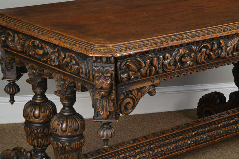 Victorian Carved Oak Library or Centre Table In Good Condition In Cheshire, GB