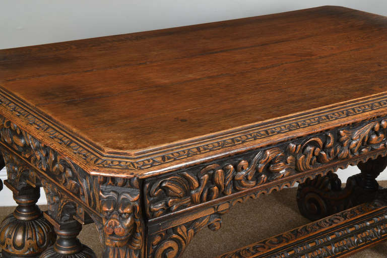 Victorian Carved Oak Library or Centre Table 1