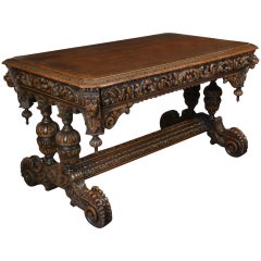 Victorian Carved Oak Library or Centre Table