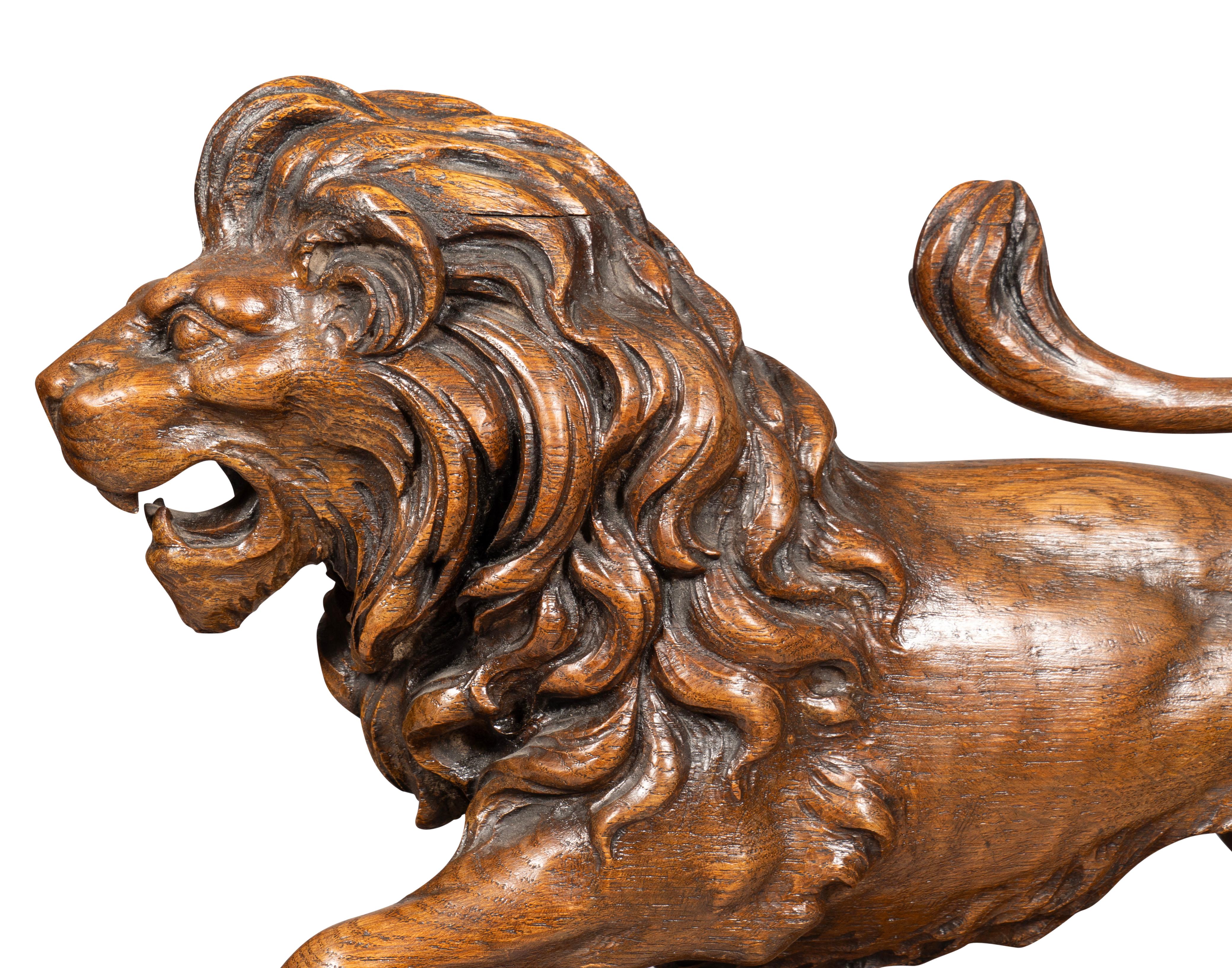 Victorian Carved Oak Lion For Sale 5