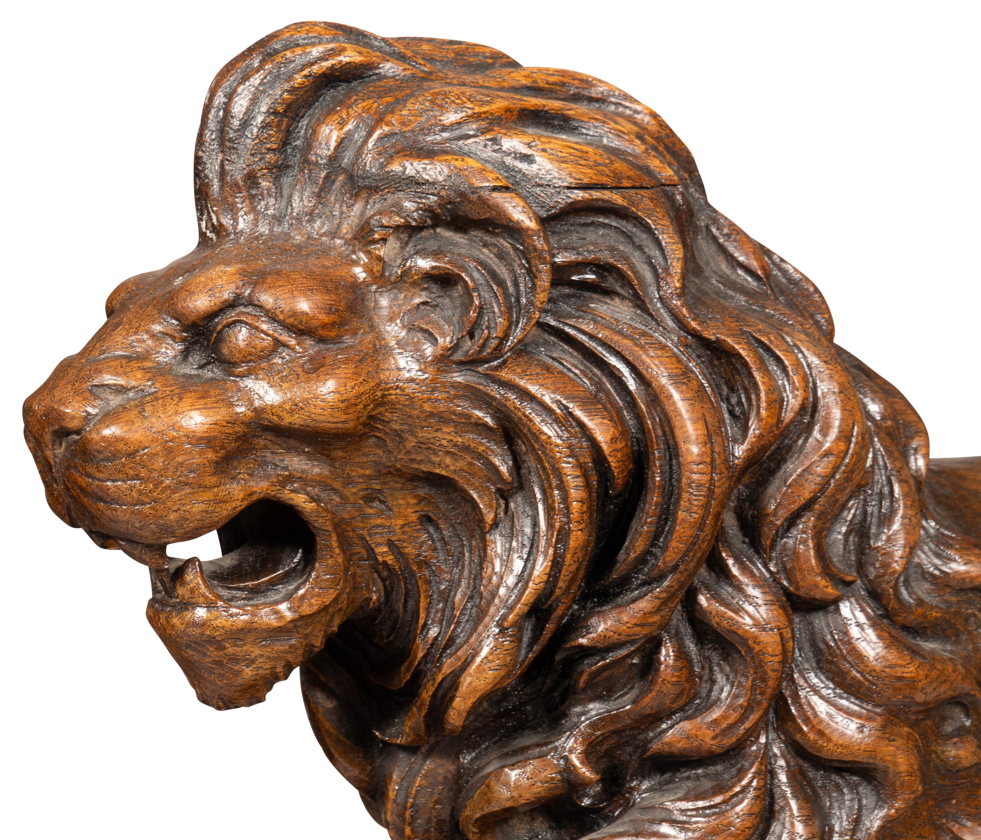 Victorian Carved Oak Lion For Sale 6