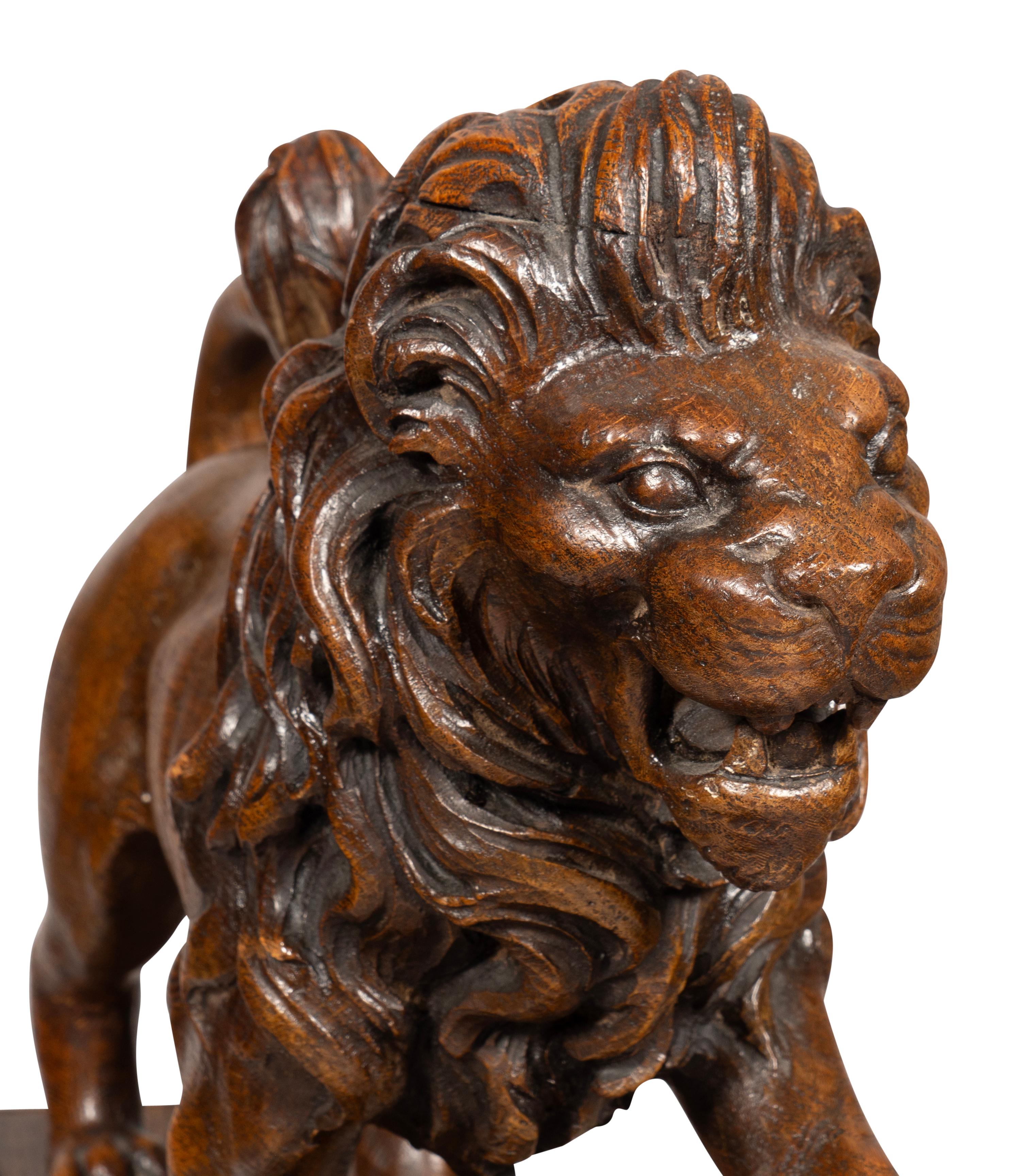 Victorian Carved Oak Lion For Sale 7