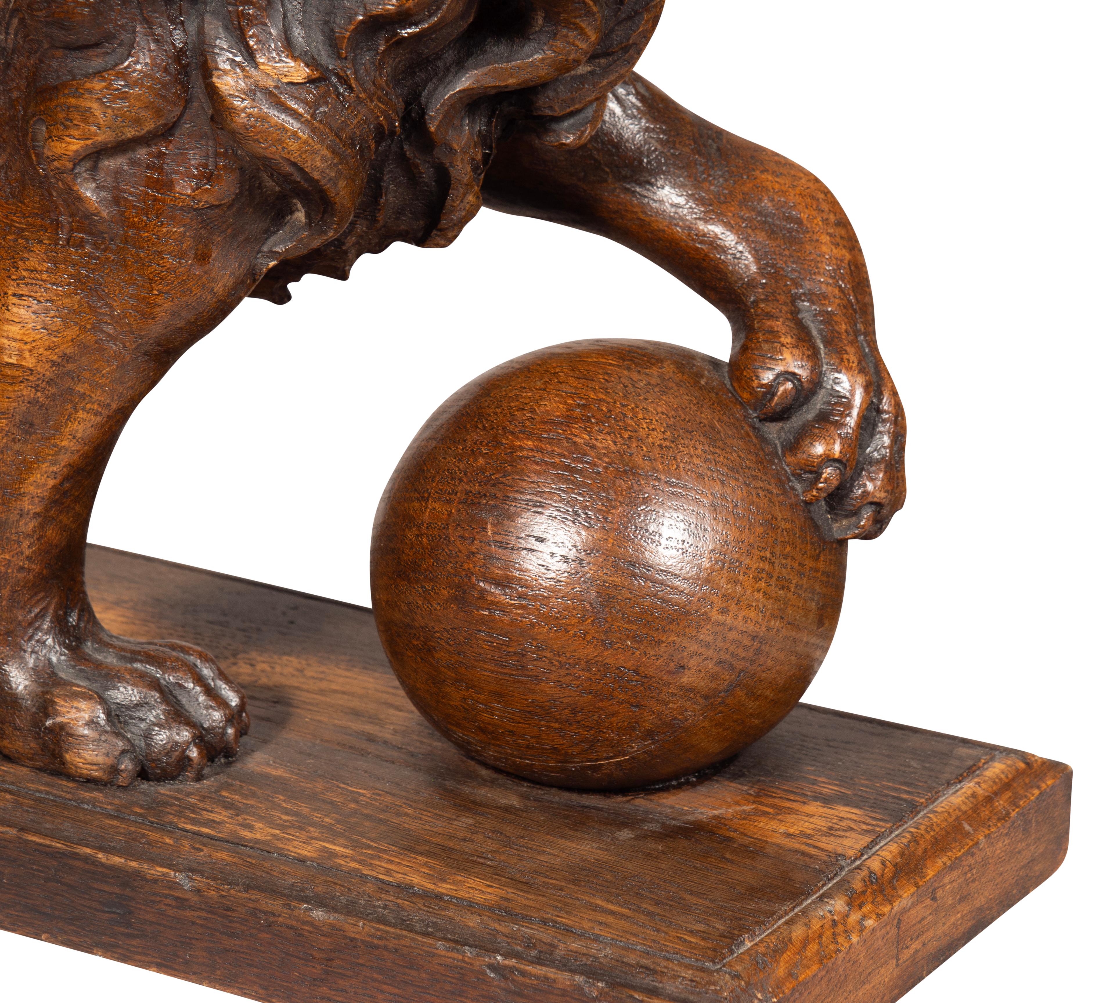 Victorian Carved Oak Lion For Sale 9