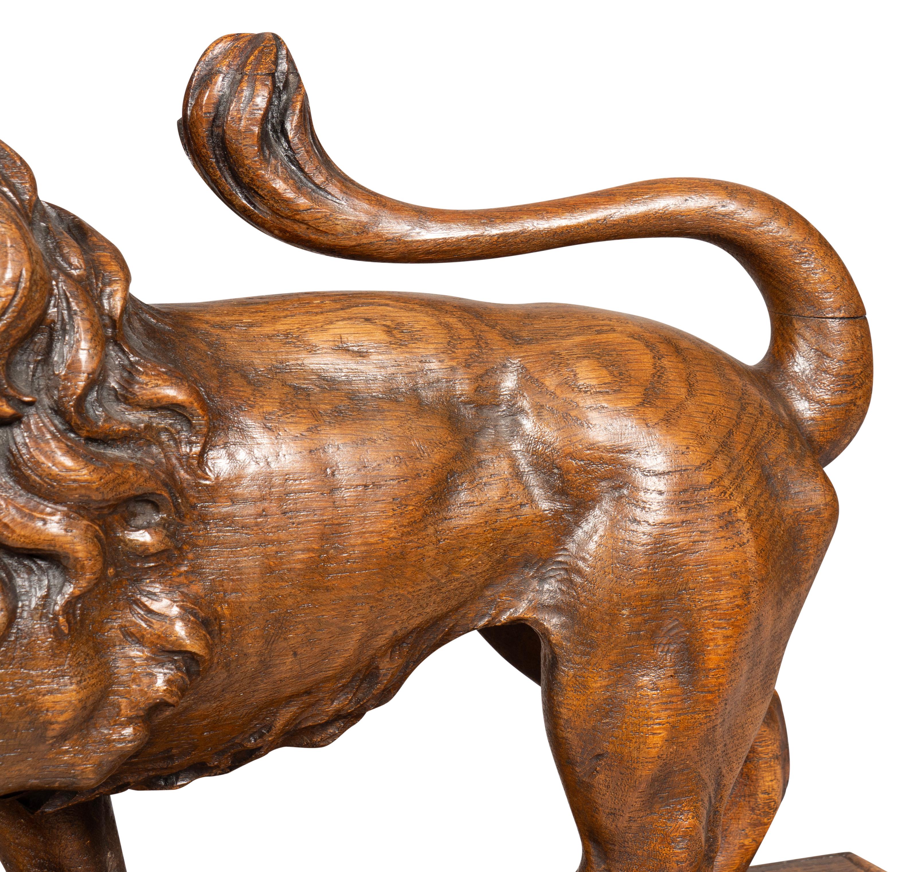 Victorian Carved Oak Lion For Sale 3