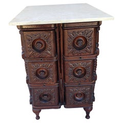 Used Victorian Carved Oak Sewing Chest of Drawers, Card Filing or Apothecary Cabinet