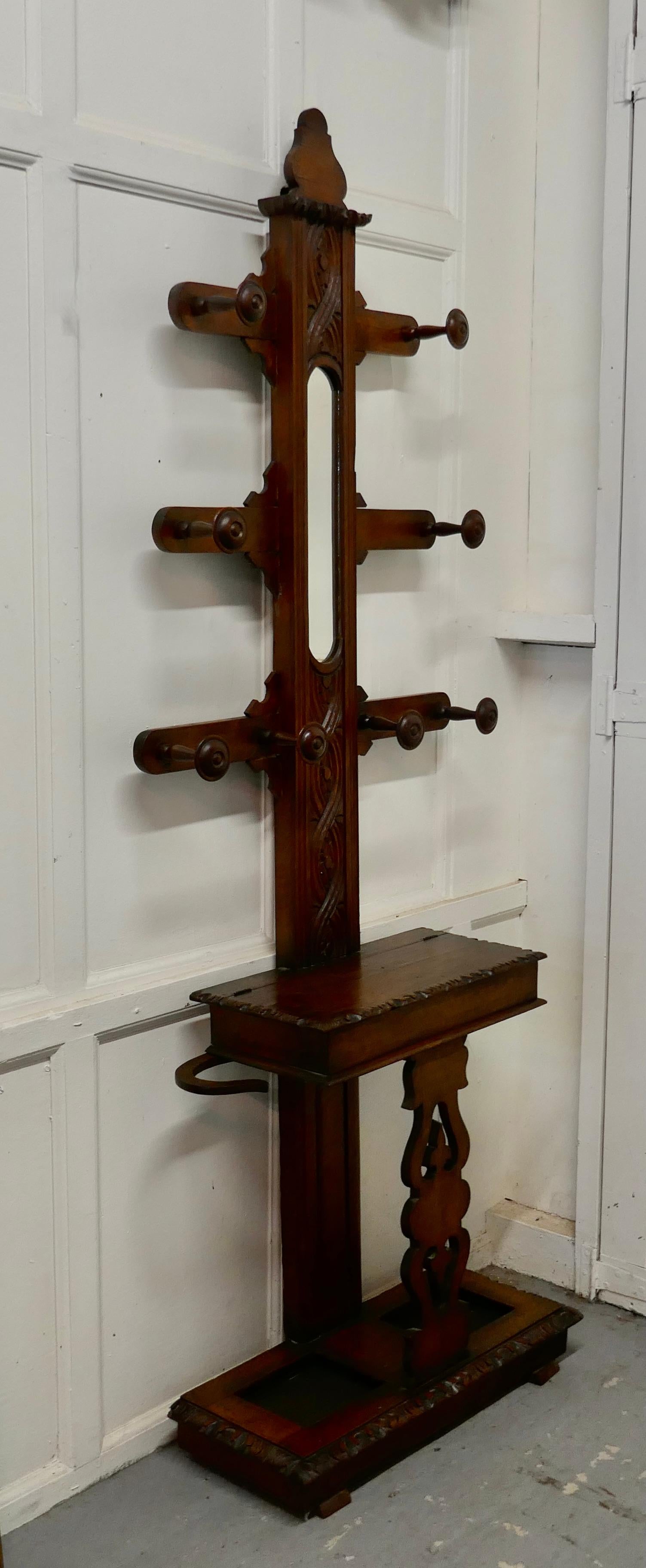 Victorian Carved Oak Tree Hall Stand 2