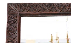Victorian Carved Oak Wall Mirror Overmantle