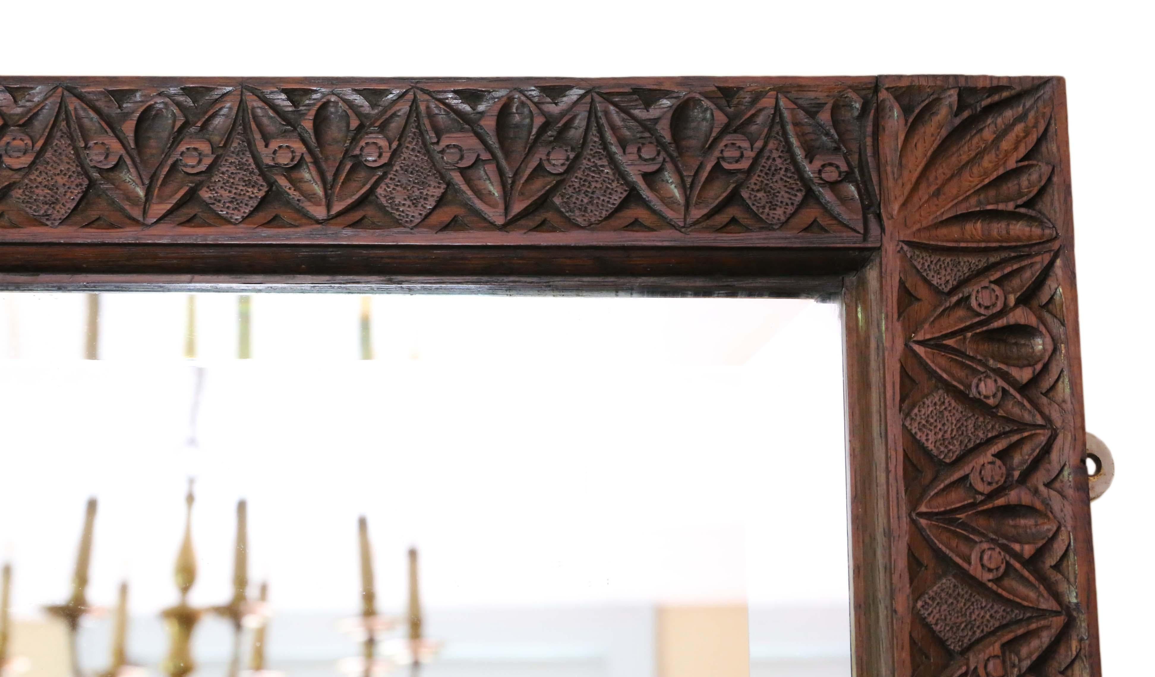 Victorian Carved Oak Wall Mirror Overmantle In Good Condition In Wisbech, Cambridgeshire