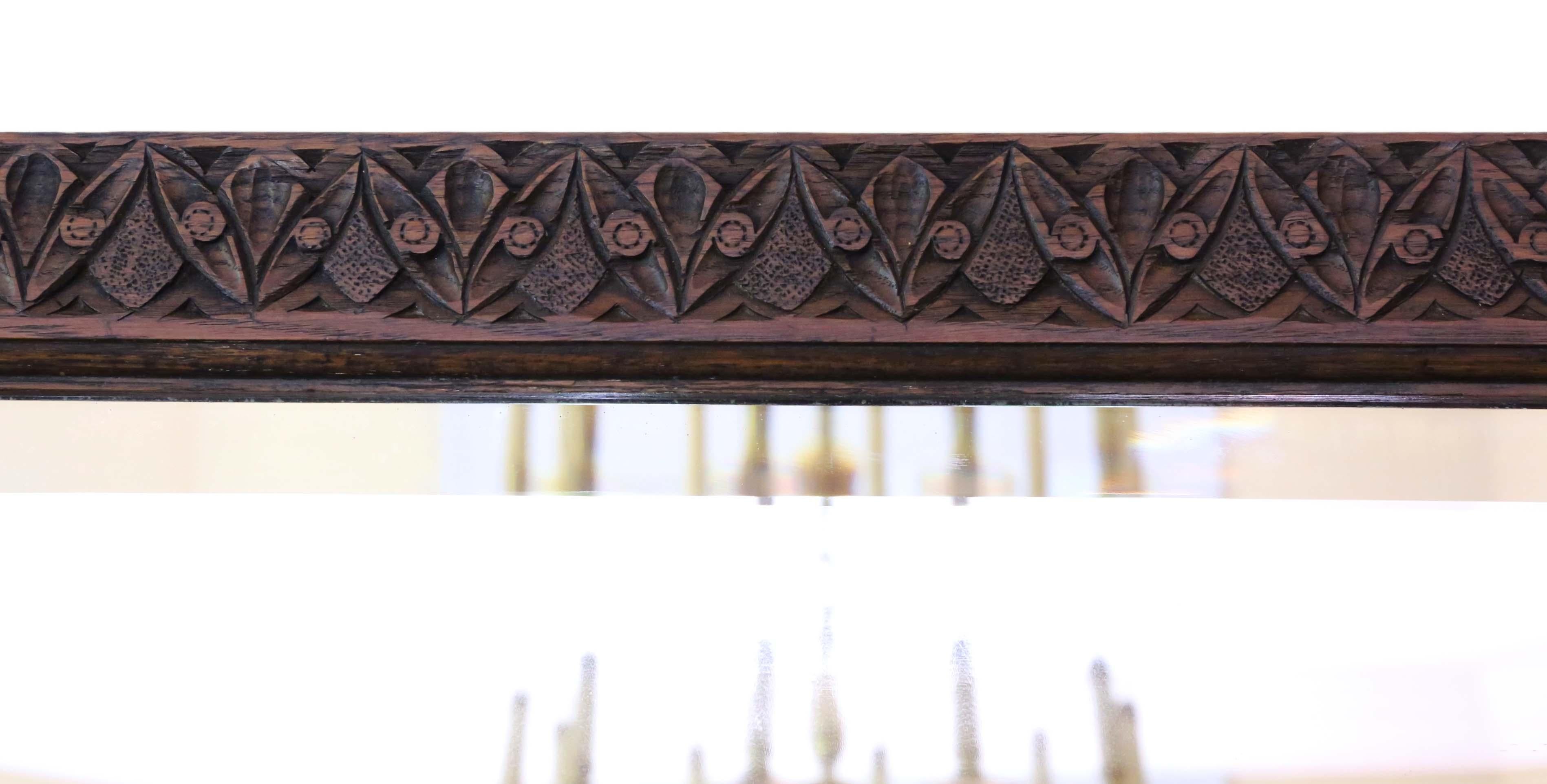 Victorian Carved Oak Wall Mirror Overmantle 2
