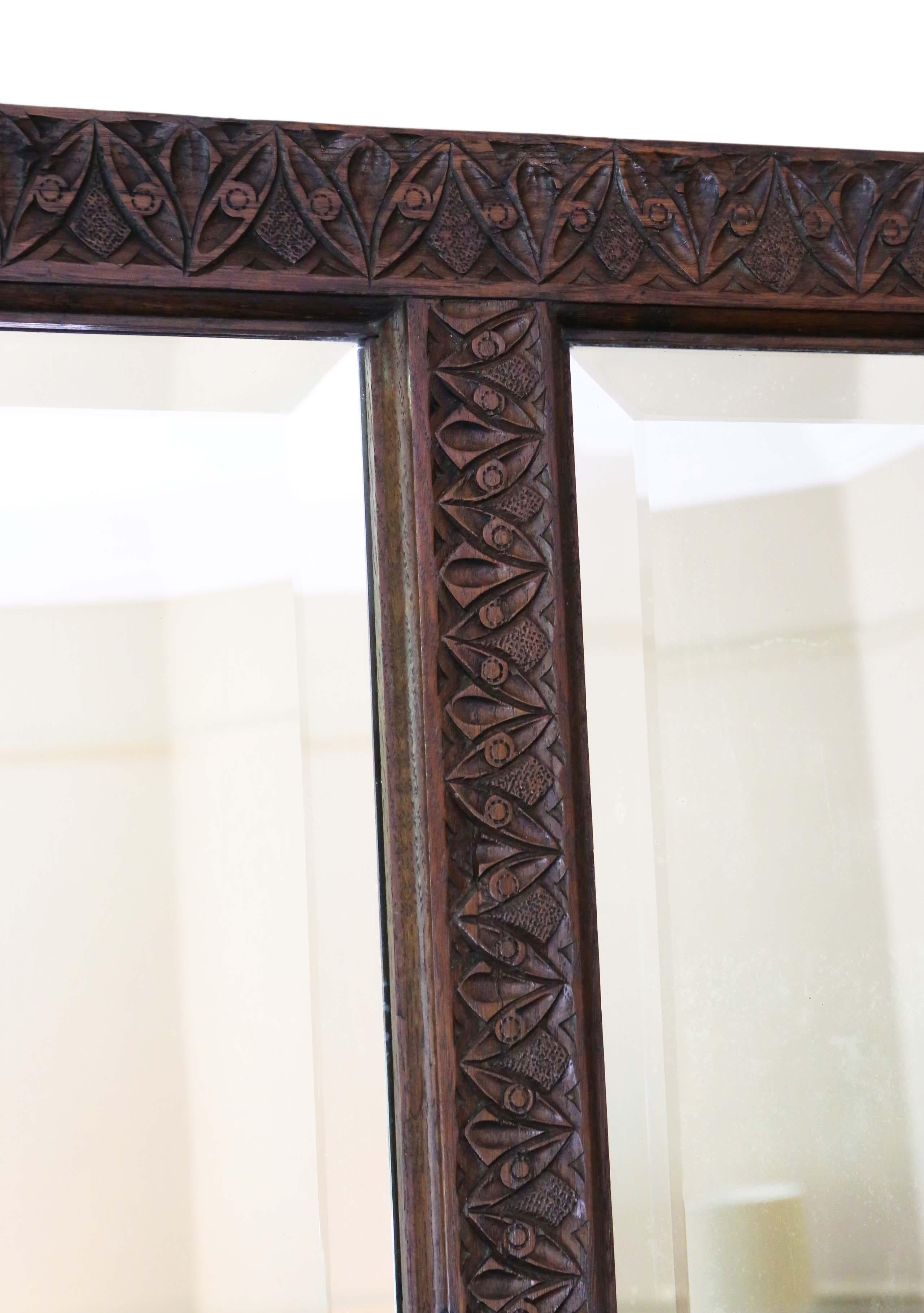 Victorian Carved Oak Wall Mirror Overmantle 3