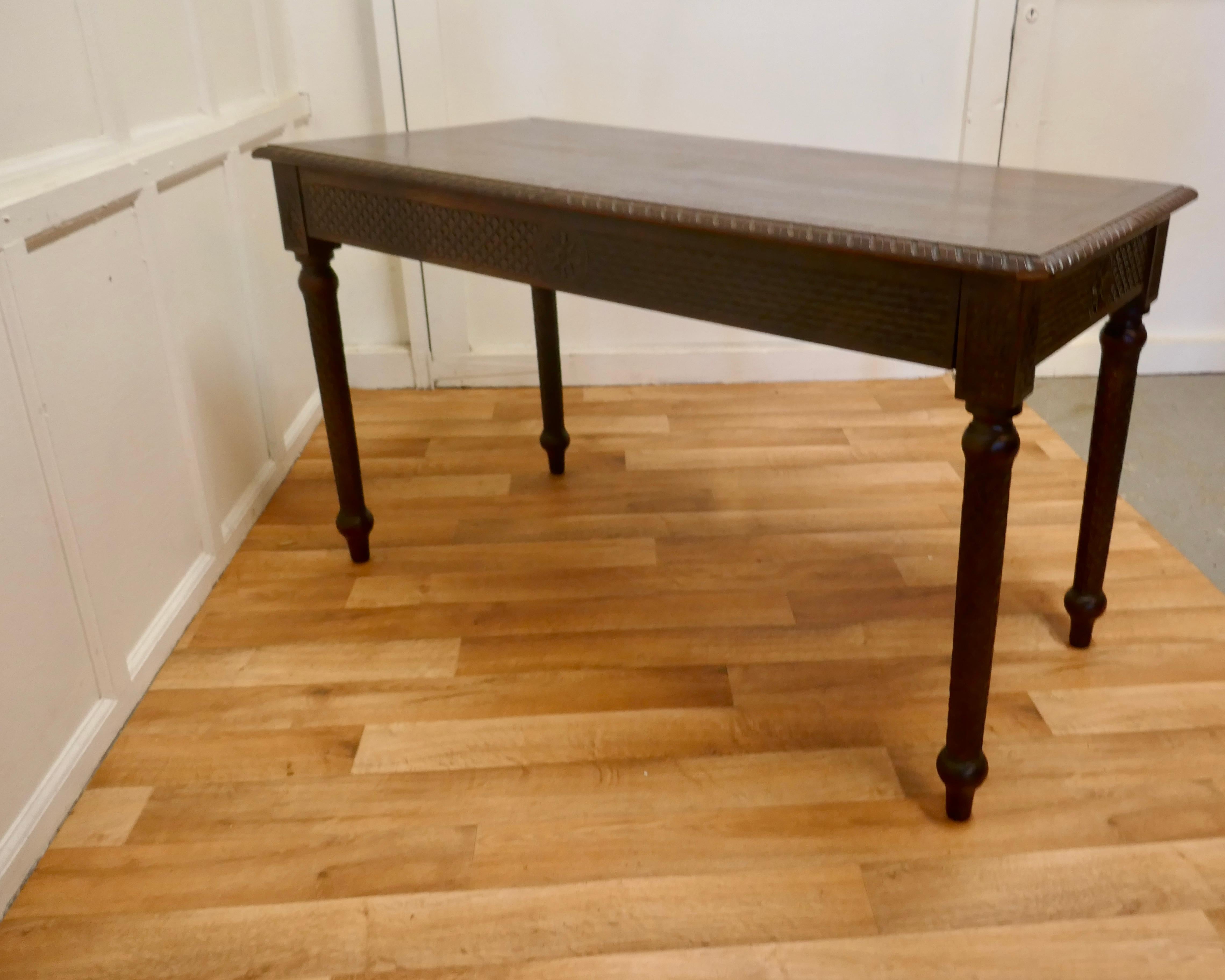 Victorian Carved Oak Writing Table 2