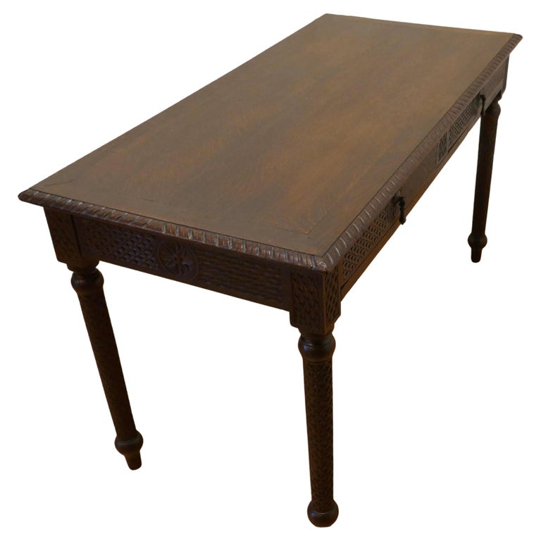 Victorian Carved Oak Writing Table For Sale at 1stDibs