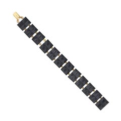 Victorian Carved Onyx Double Row Pyramidal Link Bracelet