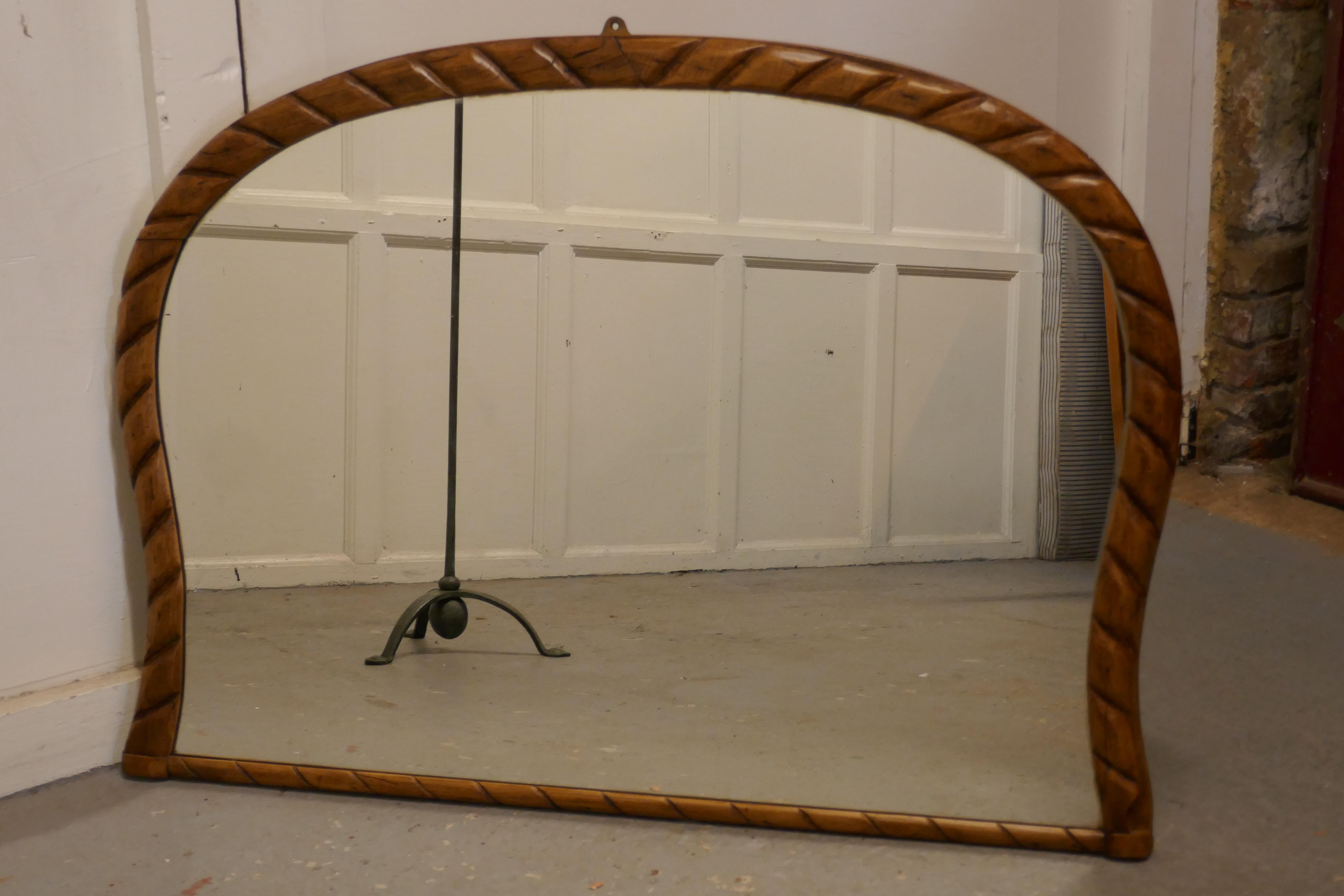 19th Century Victorian Carved Pine Overmantle Mirror