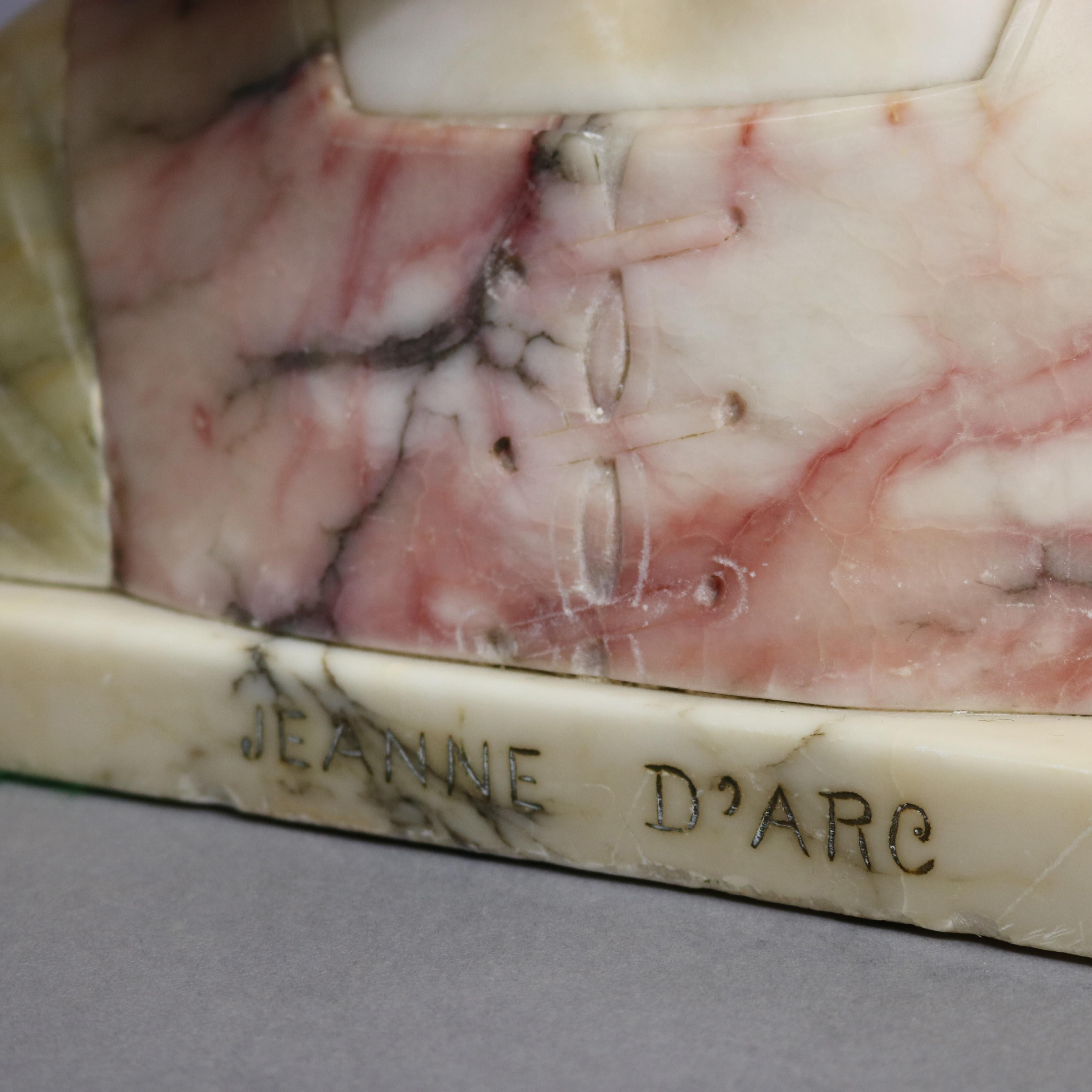 Victorian Carved Polychrome Italian Marble Bust of Jeanne D' Arc Signed G. Bessi 2