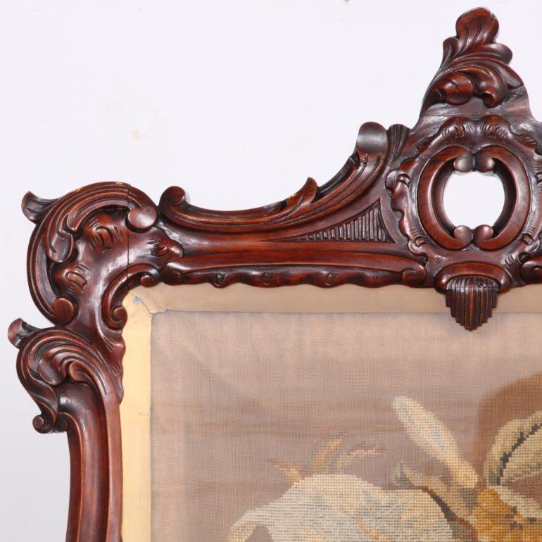 English Victorian Carved Rosewood Summer Screen