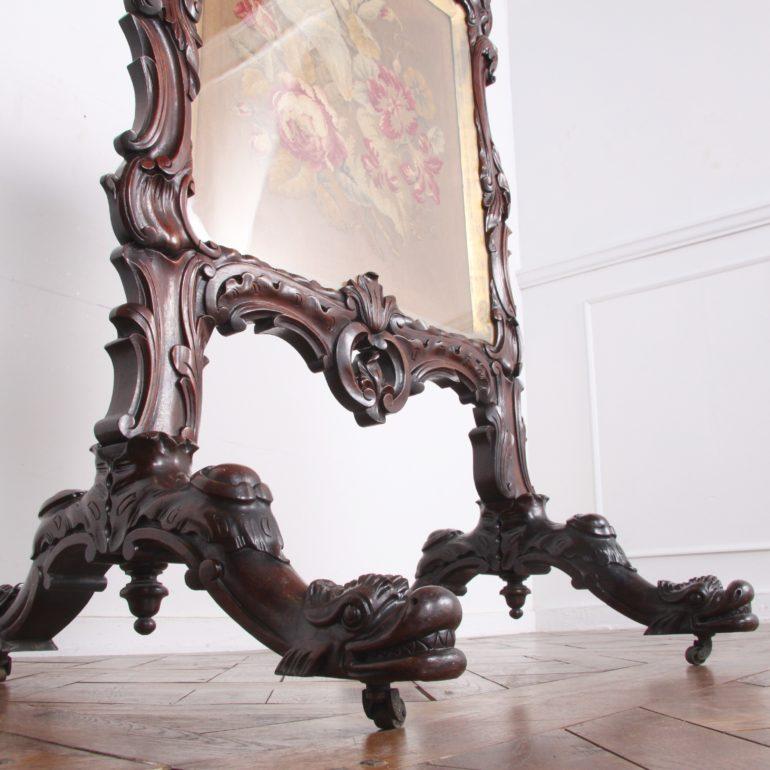 Hand-Carved Victorian Carved Rosewood Summer Screen
