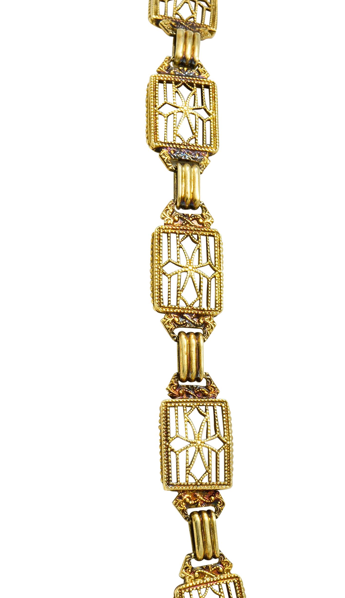 Victorian Carved Rutilated Amethyst 14 Karat Gold Drop Necklace 2