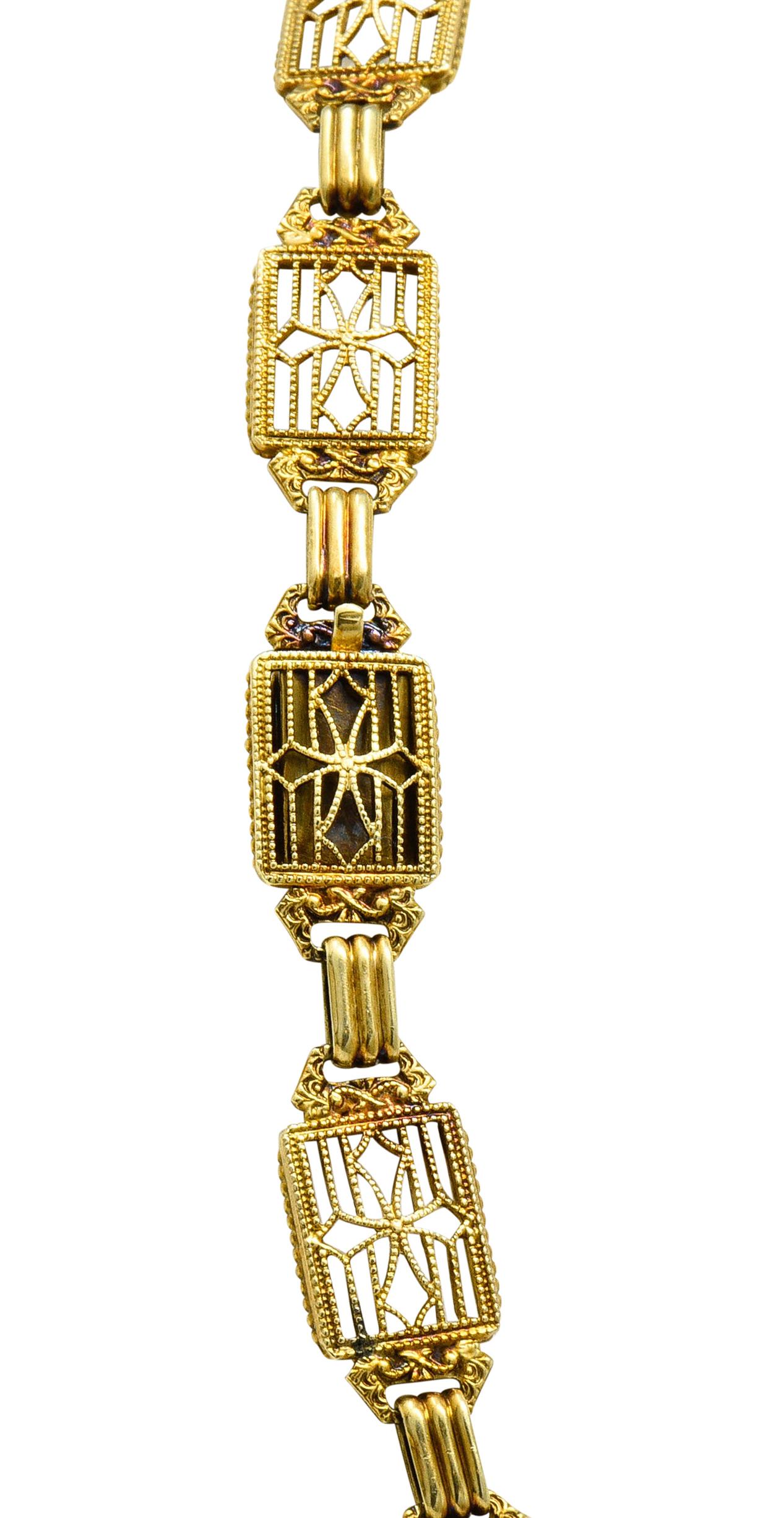 Victorian Carved Rutilated Amethyst 14 Karat Gold Drop Necklace 3