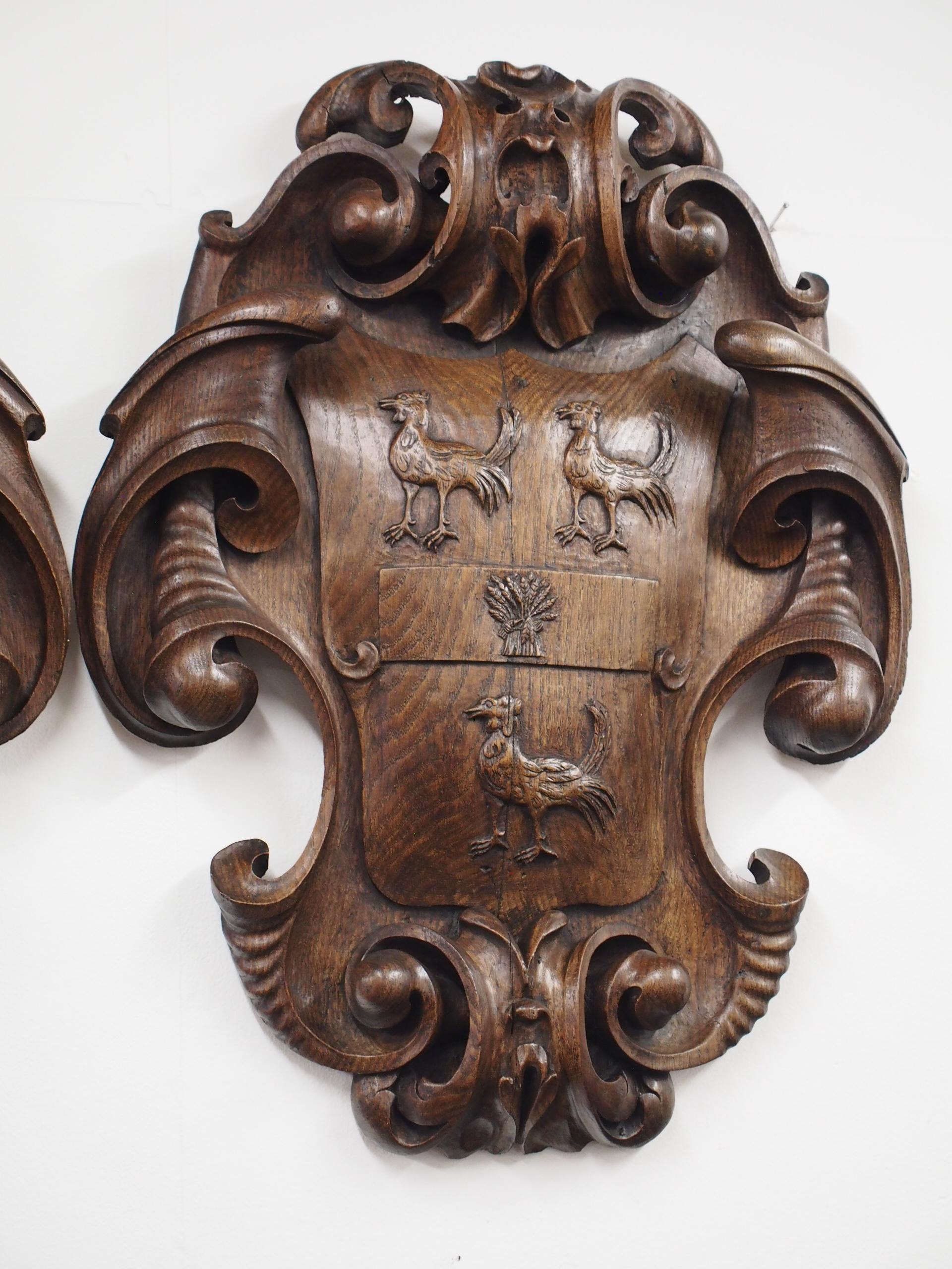 Victorian Carved Shield Plaques, circa 1860 In Good Condition In Edinburgh, GB