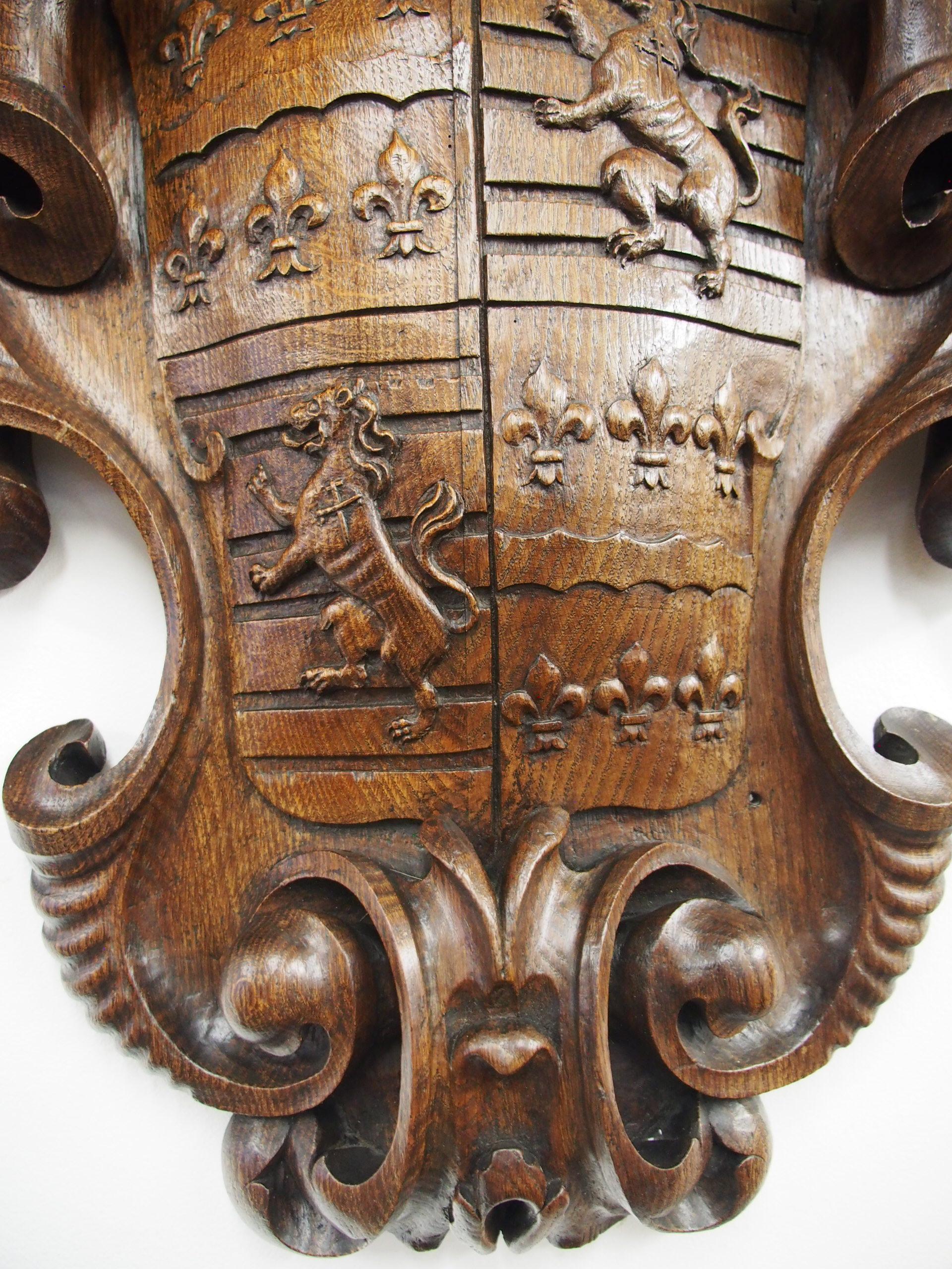 Victorian Carved Shield Plaques, circa 1860 4