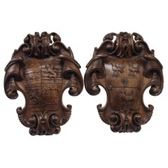 Victorian Carved Shield Plaques, circa 1860