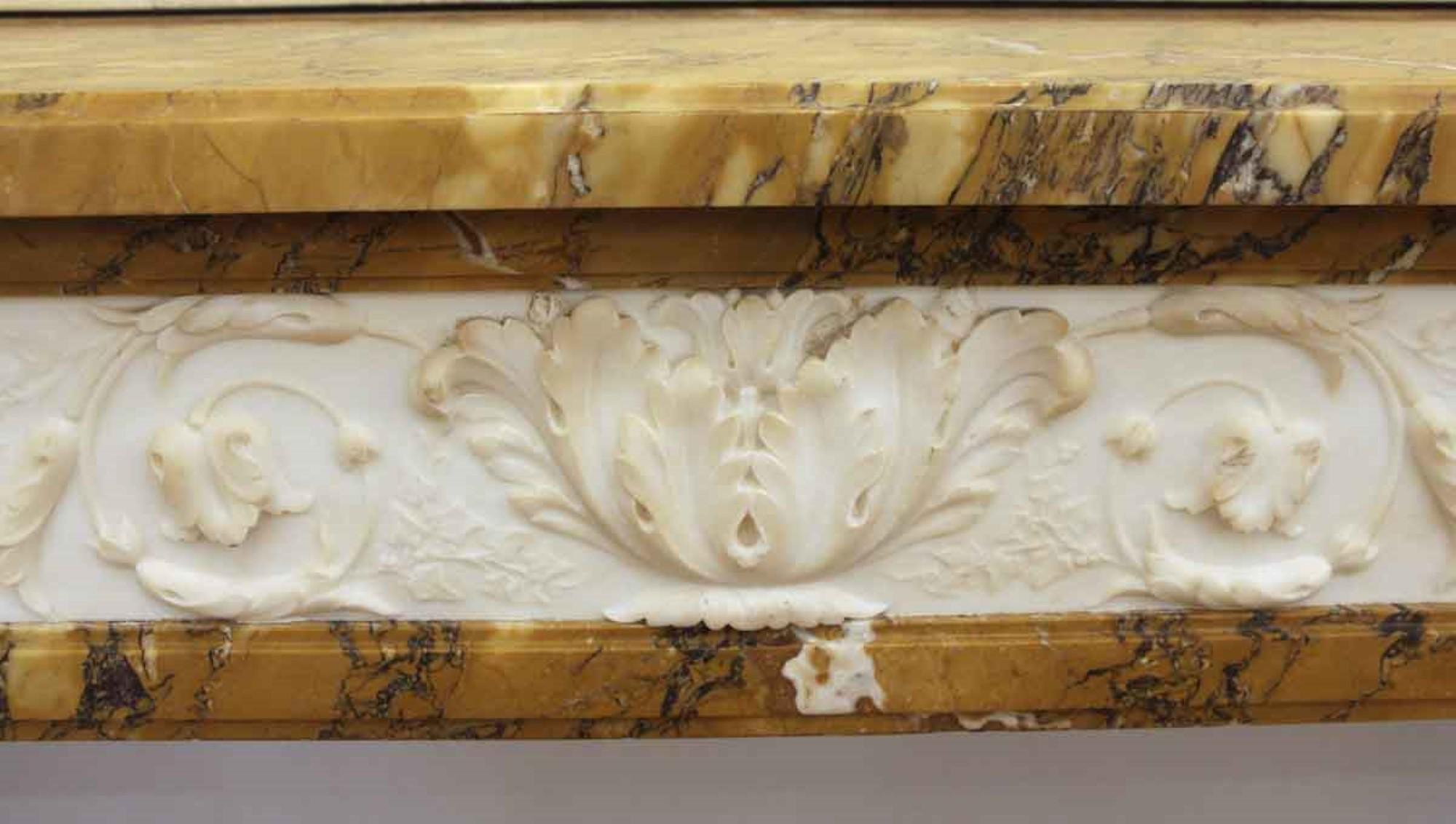 American Victorian Carved Sienna Marble Mantel with Lion Heads, Early 20th Century
