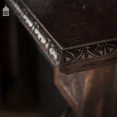 Victorian Carved Solid Oak Gothic Revival Fireplace Surround with Mirror