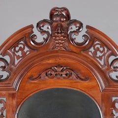 Victorian Carved Walnut and Marble Single Drawer Étagère Hall Pier Mirror