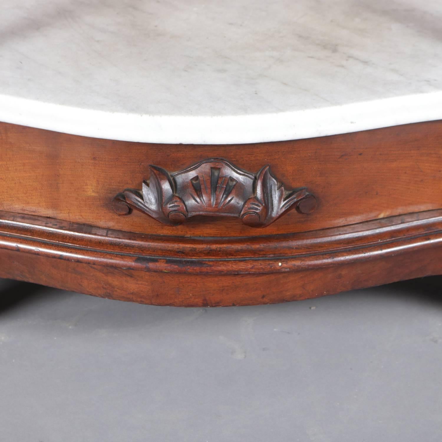 Victorian Carved Walnut and Marble Single Drawer Étagère Hall Pier Mirror 2