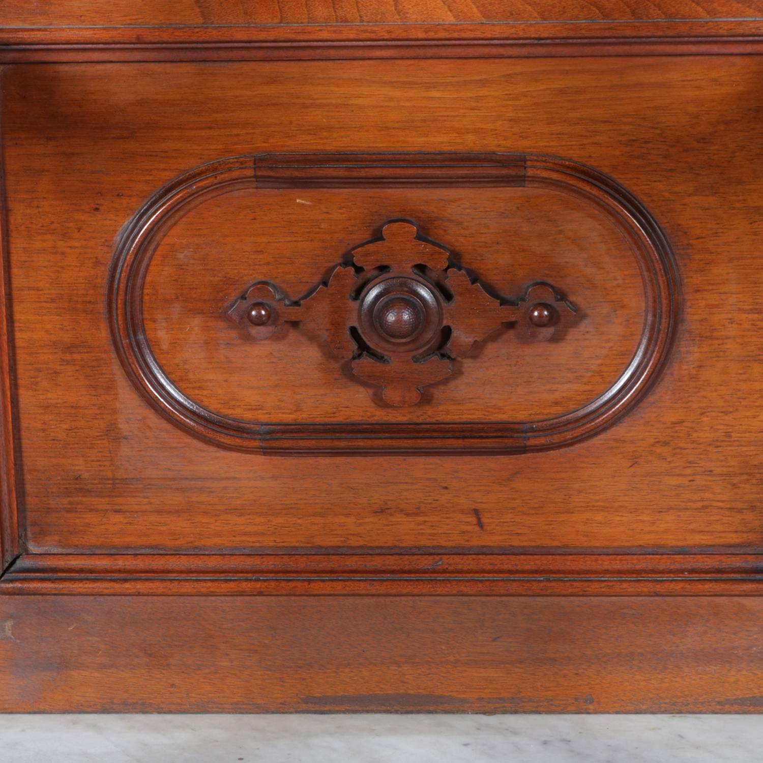 Victorian Carved Walnut and Marble Single Drawer Étagère Hall Pier Mirror 3