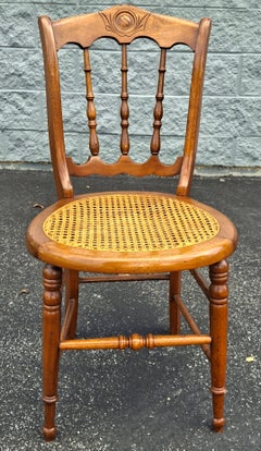 Victorian Carved Walnut and Cane Seat Side Chair