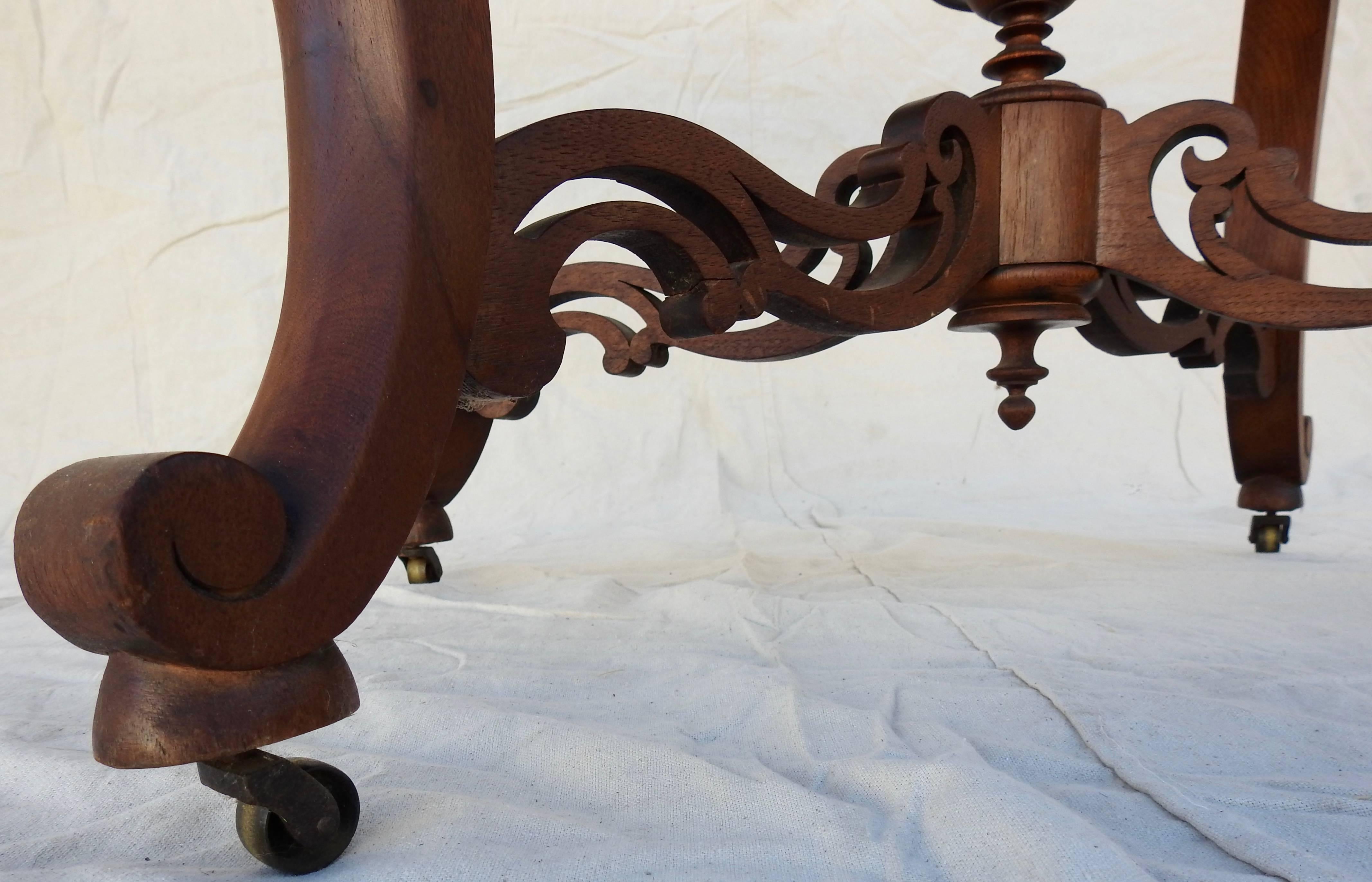Victorian Carved Walnut and Marble-Top Table 4