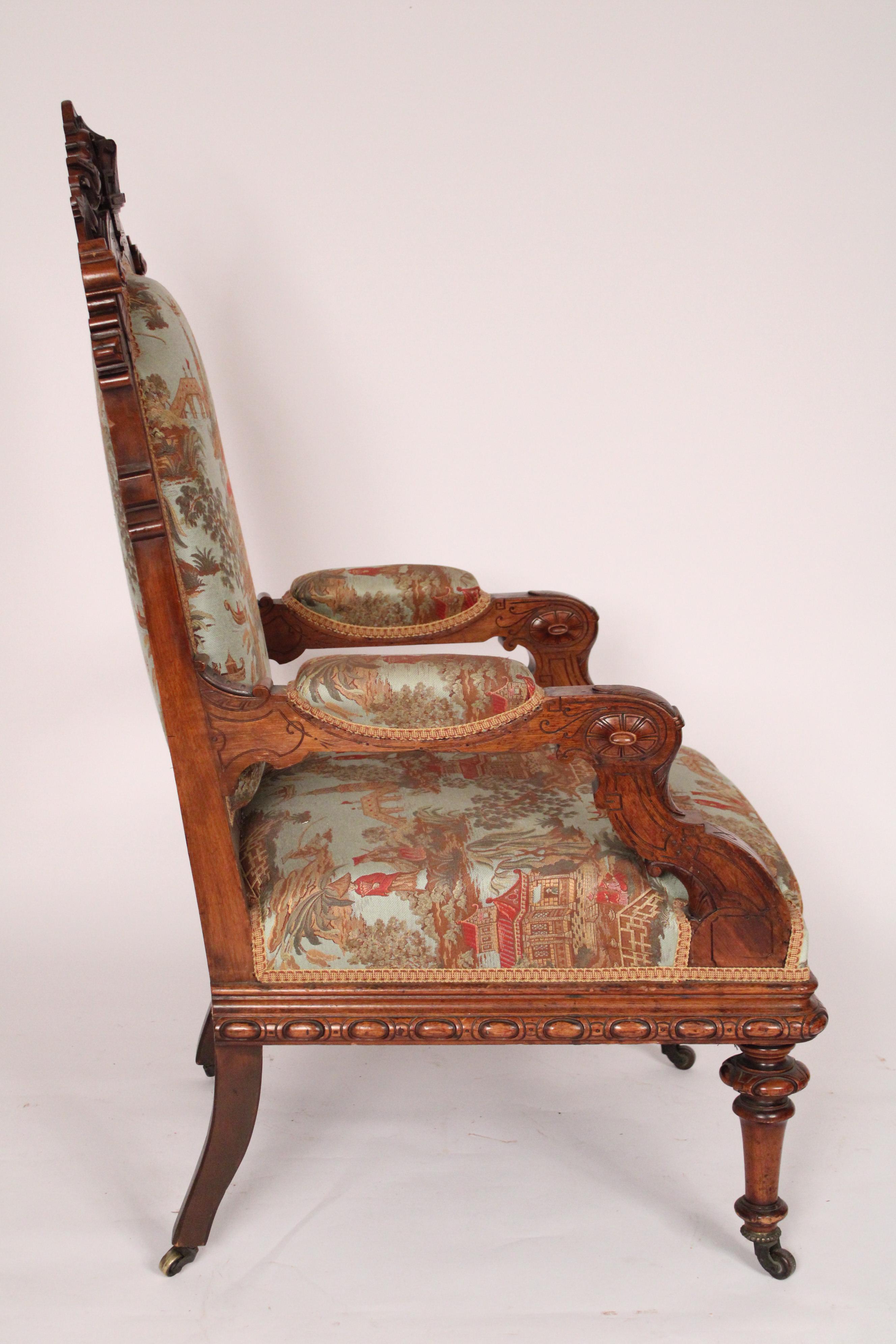 Unknown Victorian Carved Walnut Armchair