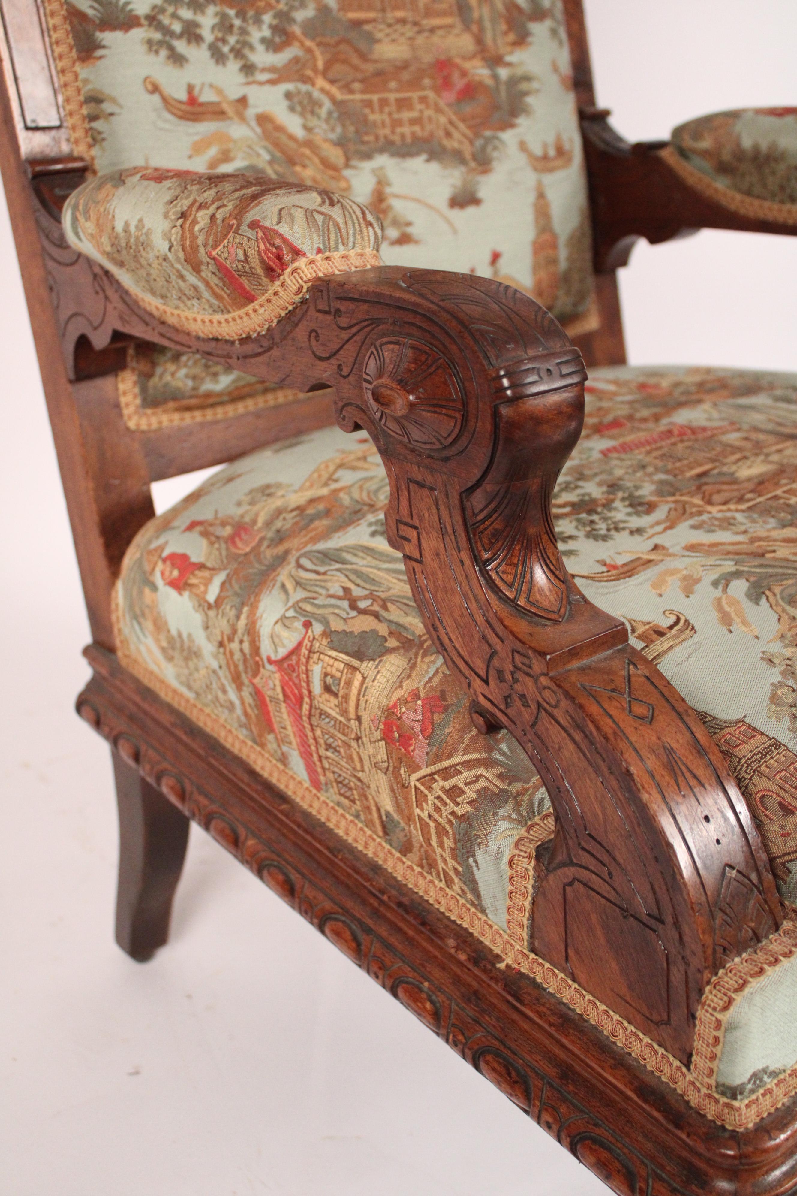 Victorian Carved Walnut Armchair 2