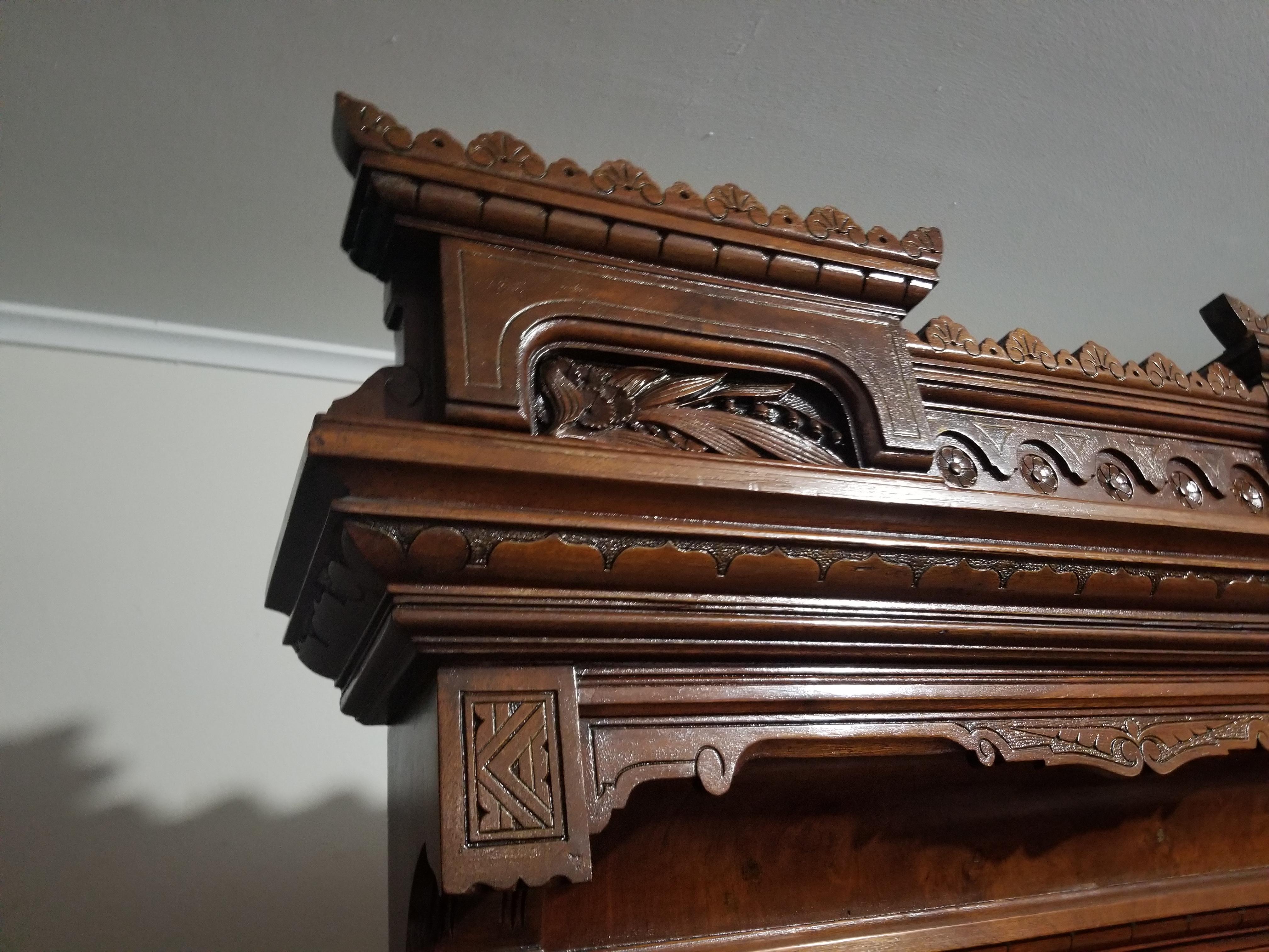 Hand-Carved Victorian Carved Walnut Bedroom Suite, Renaissance Revival, Circa 1870 For Sale