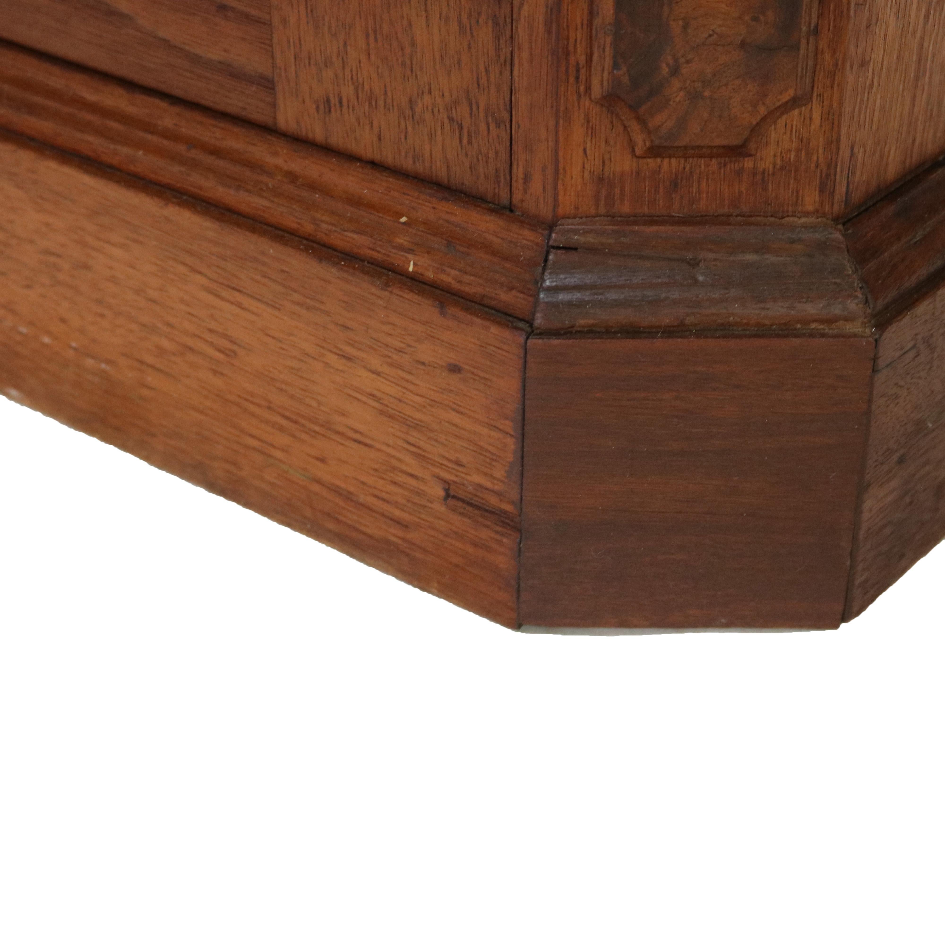 Victorian Carved Walnut & Burl Marble Top Commode C1890 For Sale 12
