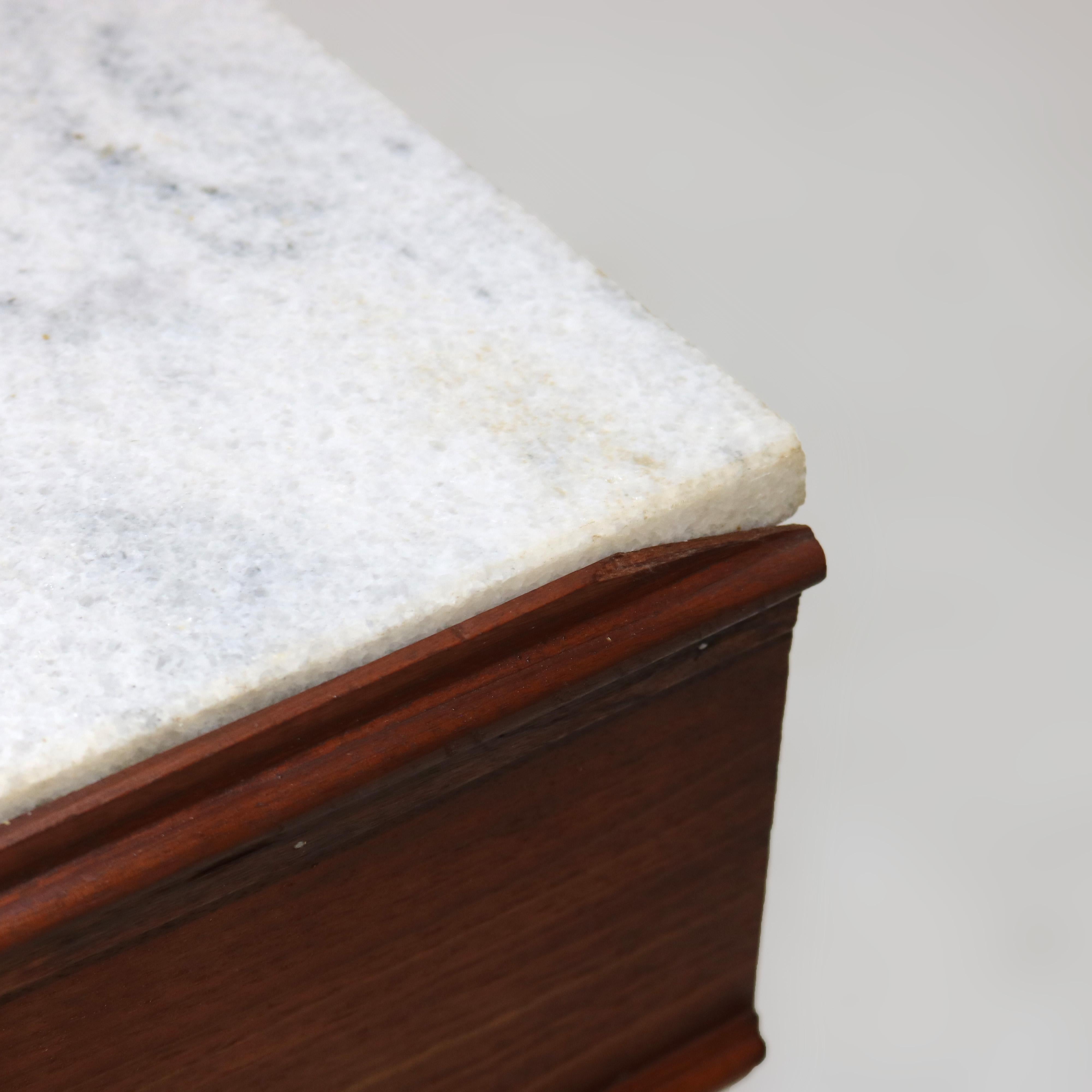 Victorian Carved Walnut & Burl Marble Top Commode C1890 For Sale 13